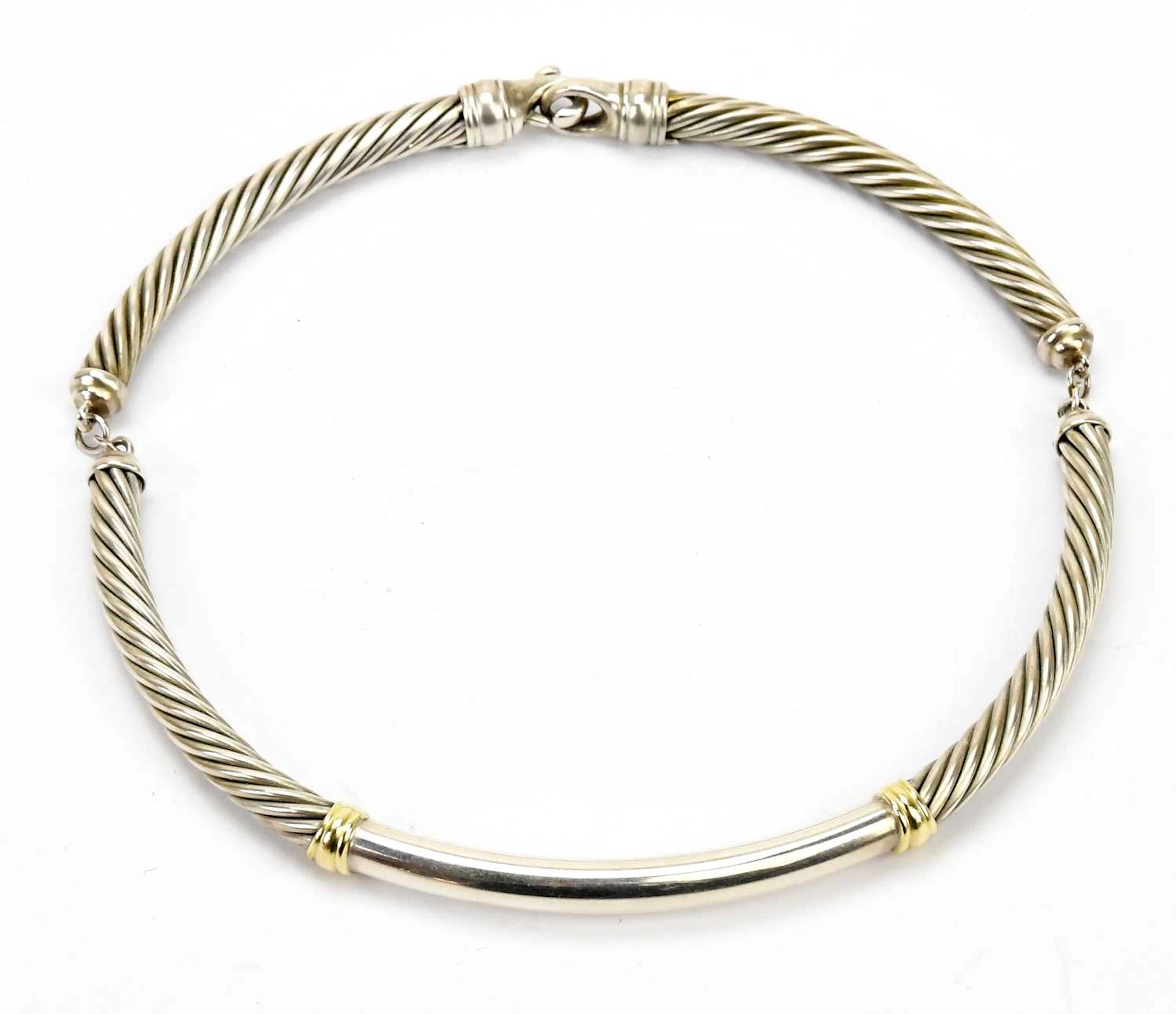 DAVID YURMAN; a sterling silver torc necklace