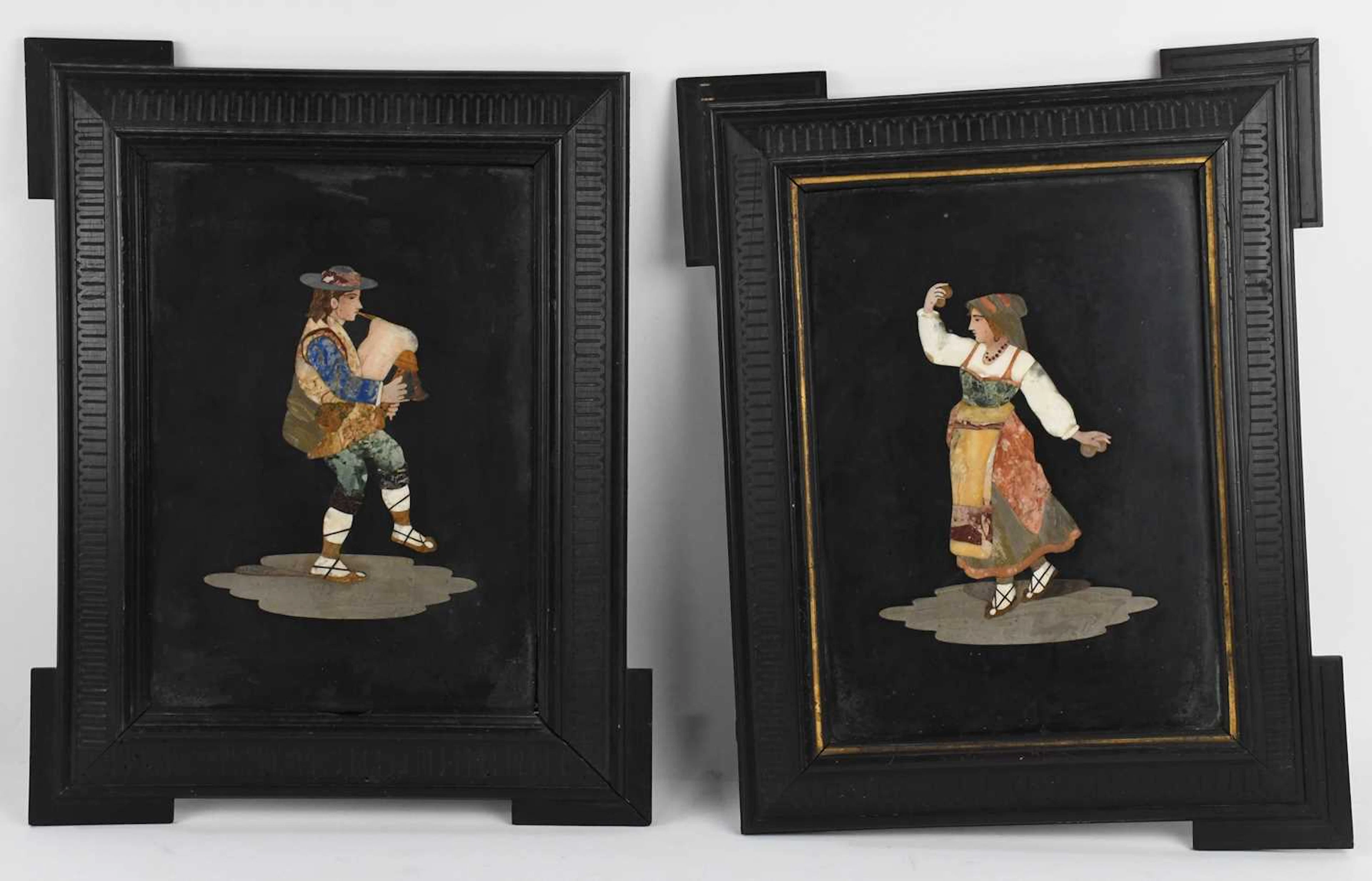 A pair of 19th century Italian Grand Tour pietra dura...