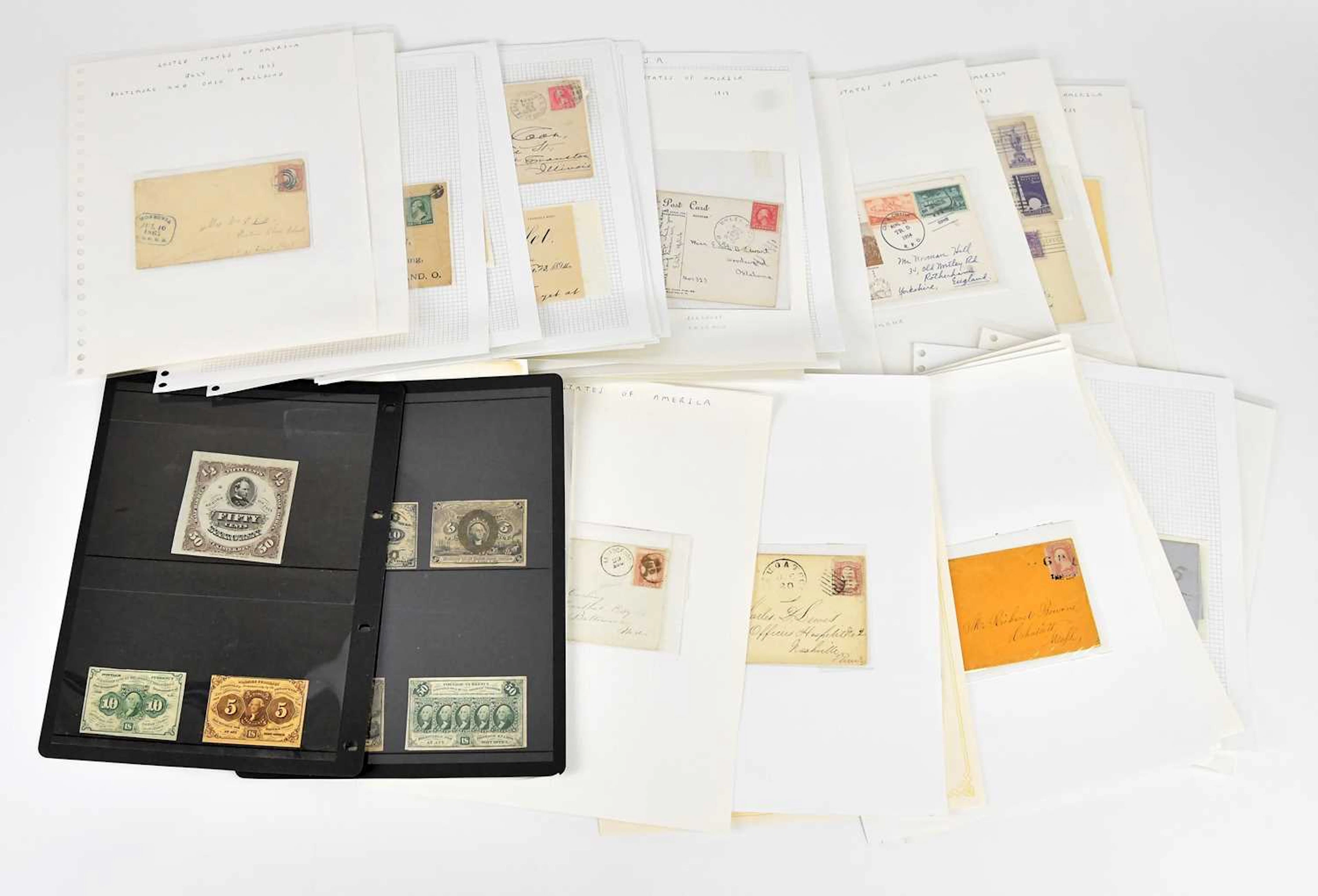 UNITED STATES; a mostly 19th century range with 1871 Beer Stamp 50c unused
