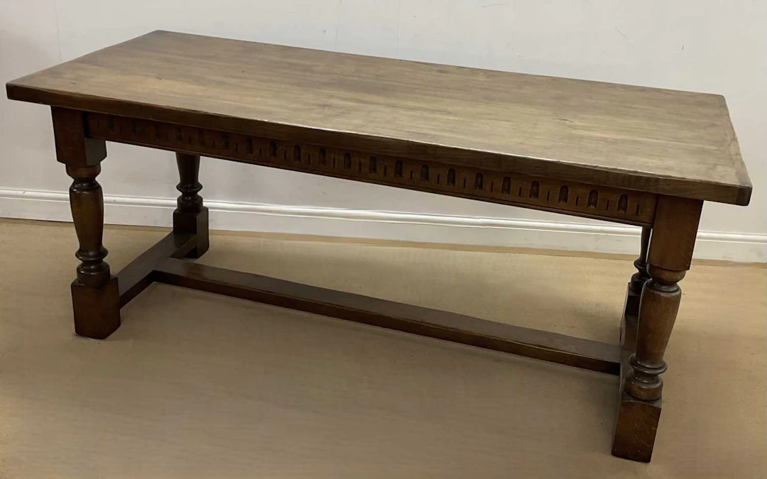 A 1960s oak traditional refectory table