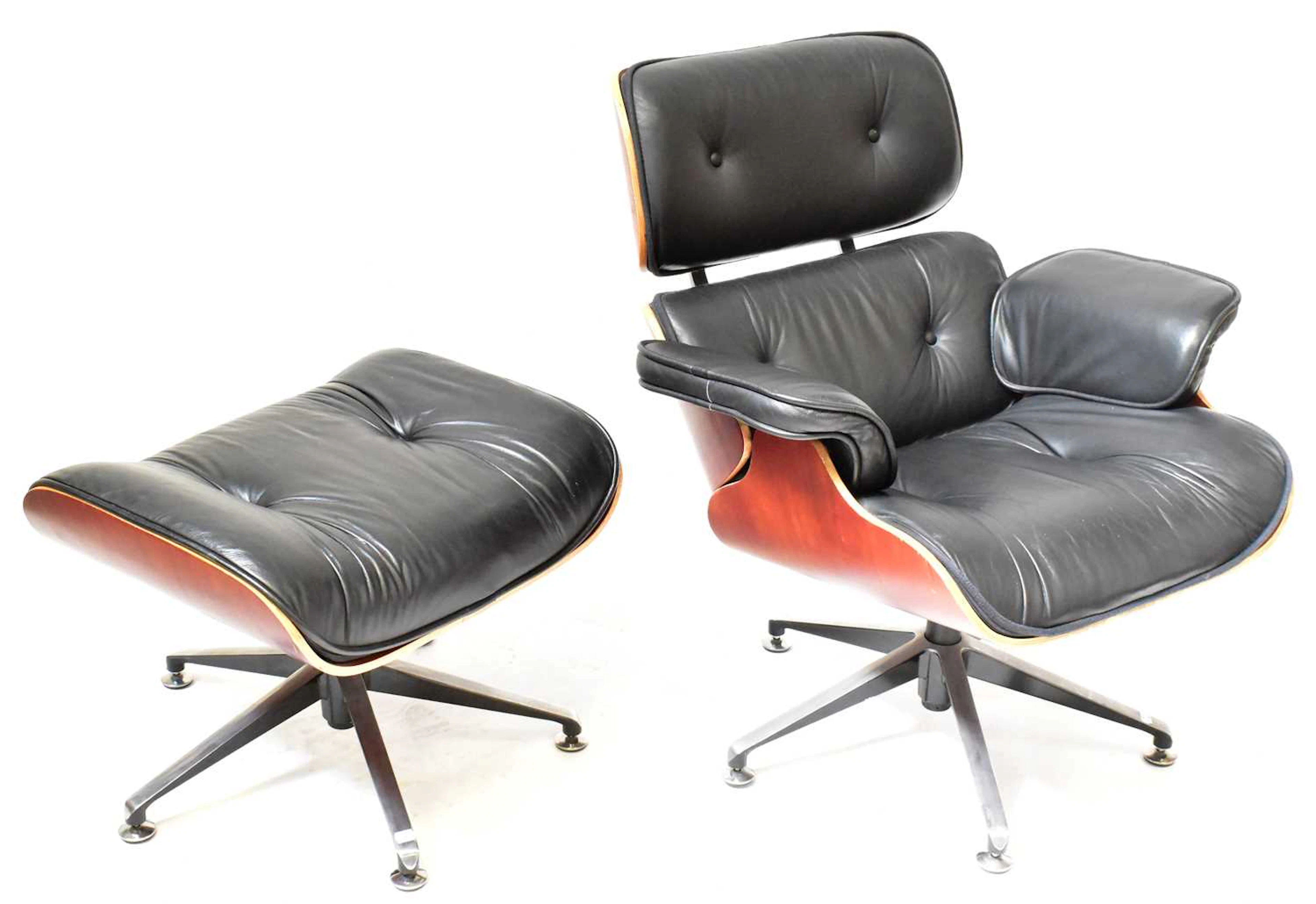 AFTER CHARLES & RAY EAMES; a lounge chair and ottoman