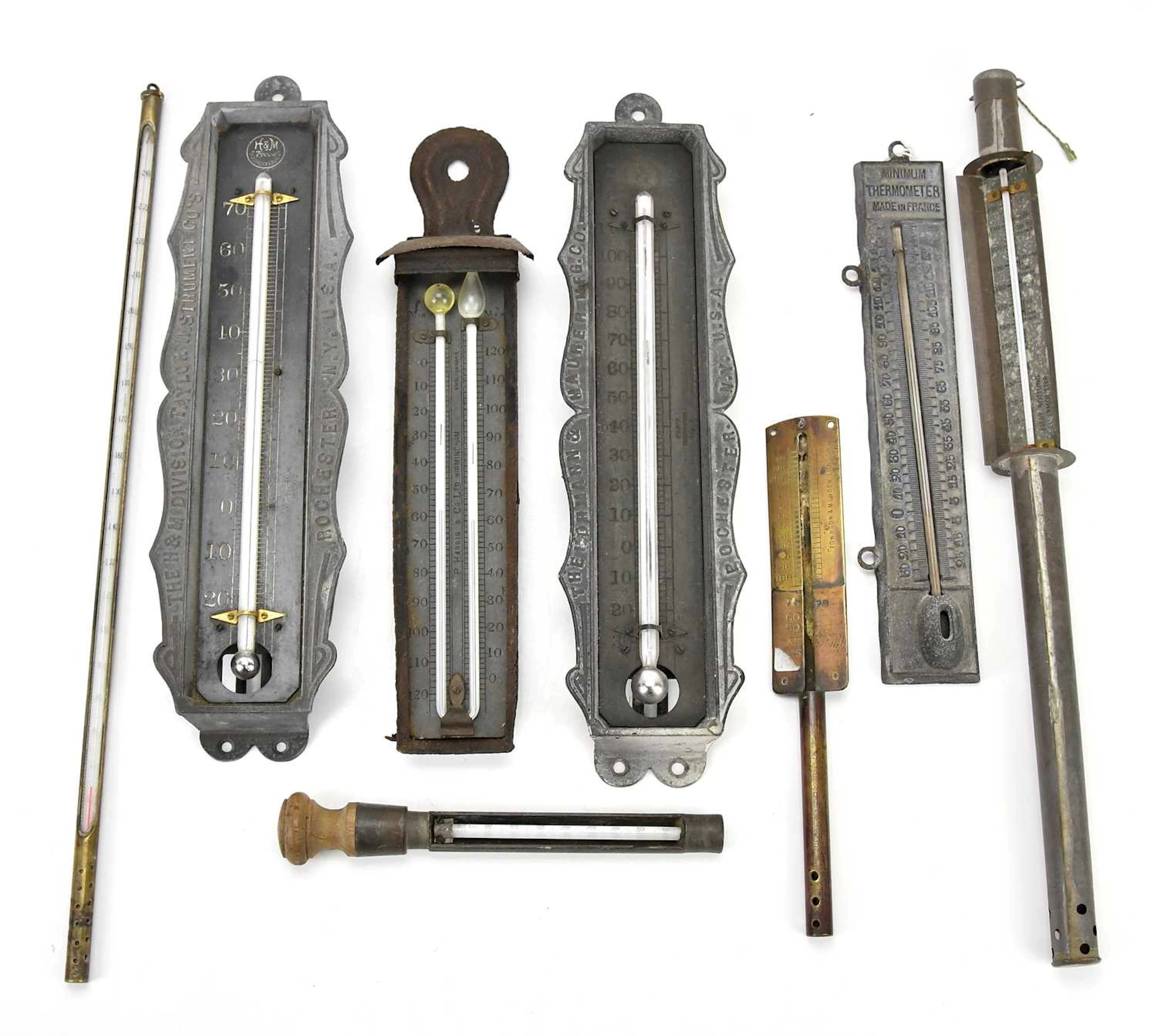 H & M DIVISION TAYLOR INSTRUMENTS CO; a metal wall thermometer