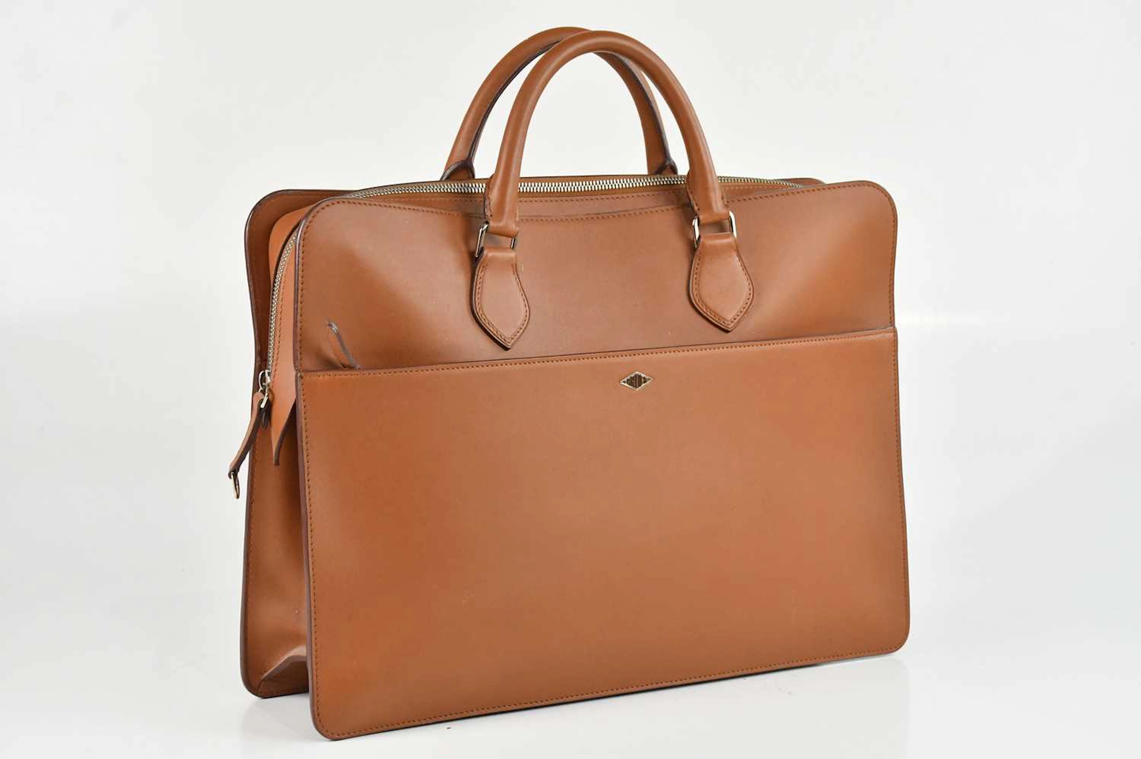 CARTIER; a Louis Cartier caramel coloured calfskin leather briefcase