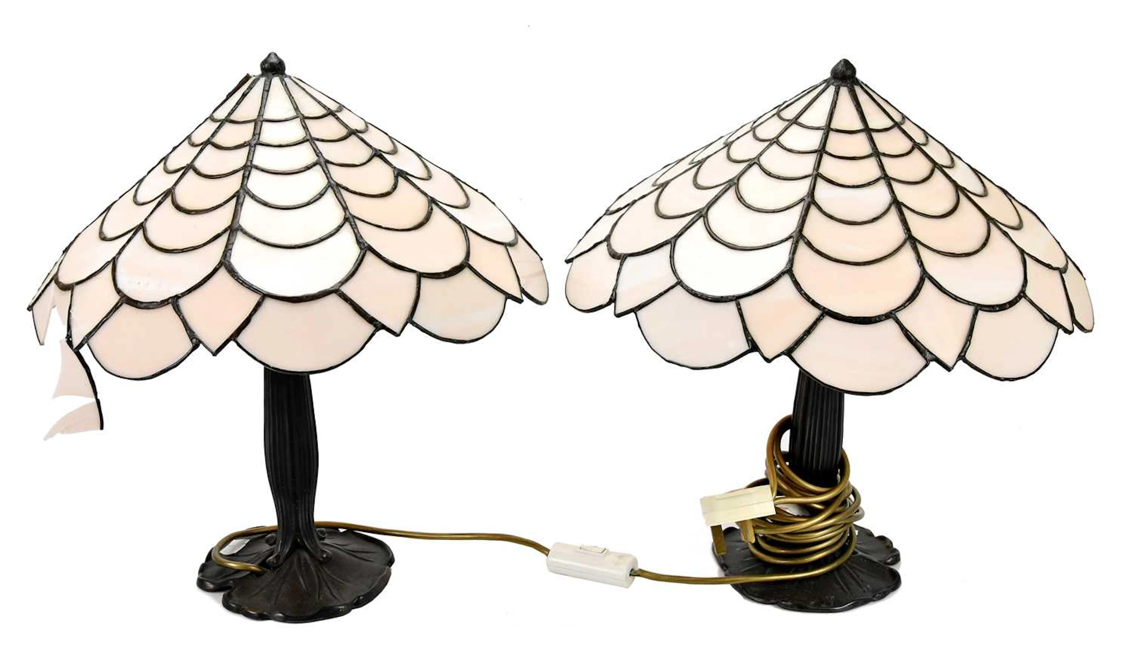 A pair of Tiffany style lamps