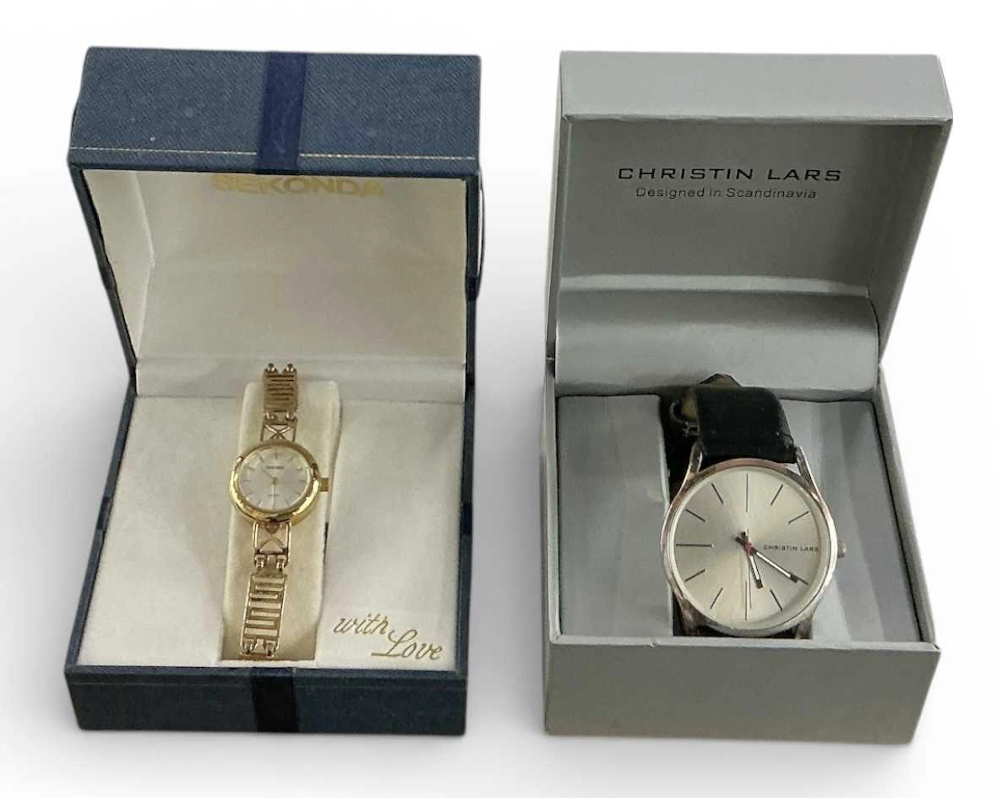 CHRISTIN LARS; a boxed Scandinavian gentleman's stainless steel wristwatch