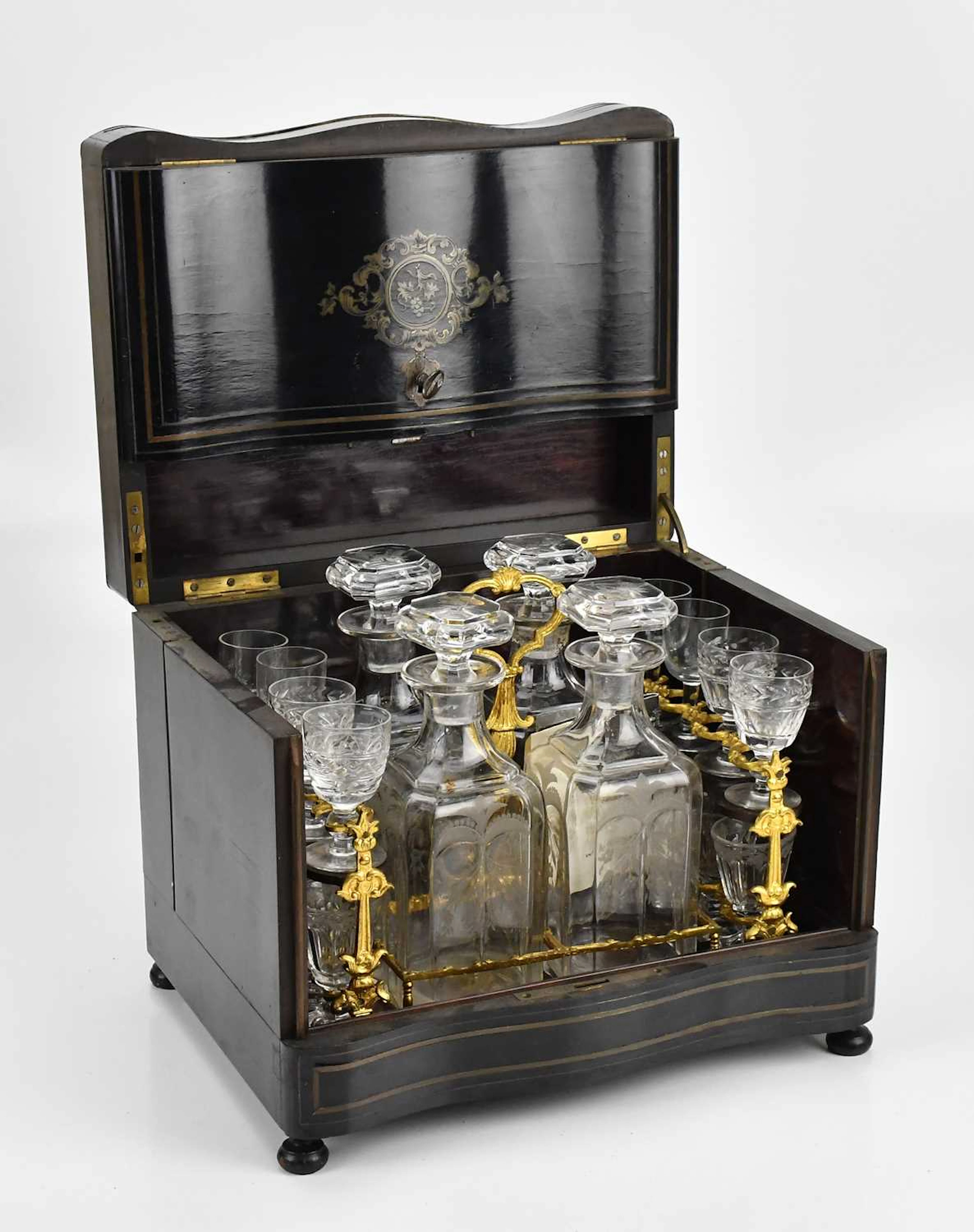 A 19th century etched glass decanter set