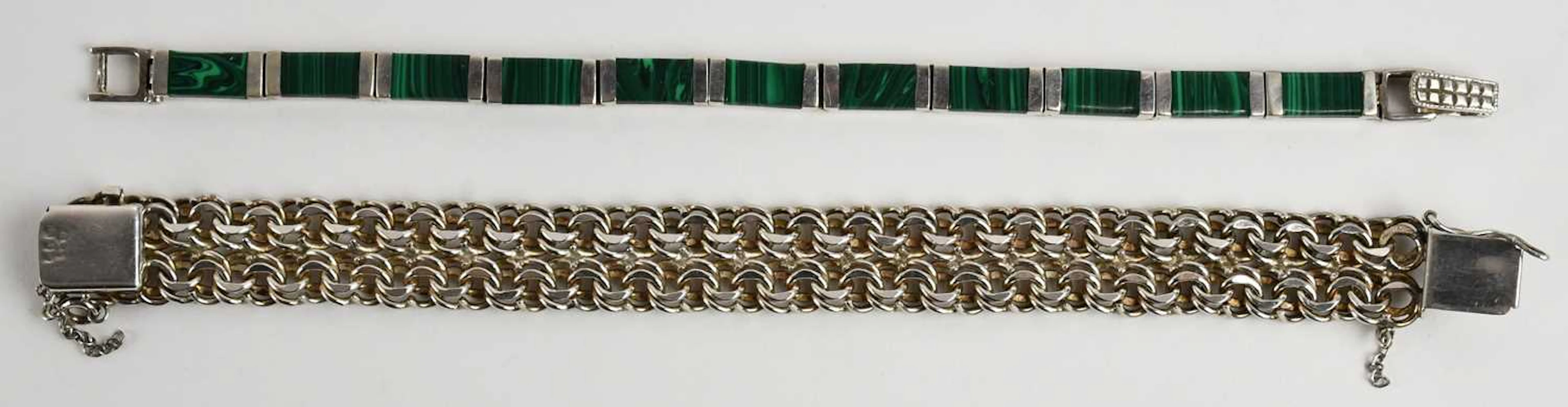 A 925 silver woven flat link cuff bracelet