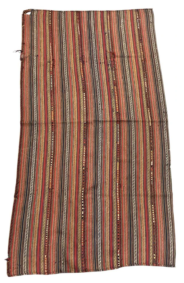 A Persian hand woven multicoloured stripe jajim carpet
