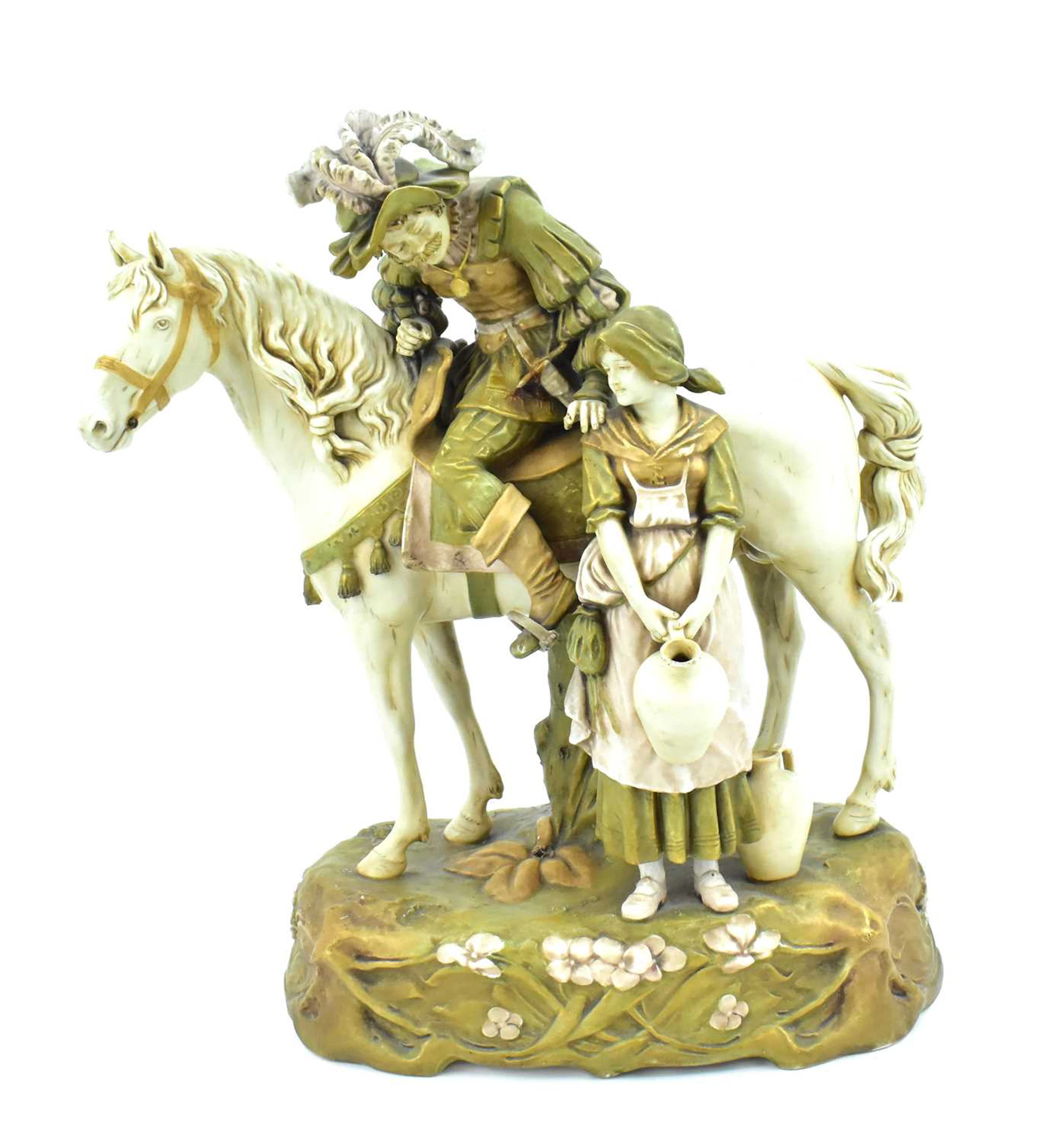 ROYAL DUX; a large figure group depicting French cavalier...