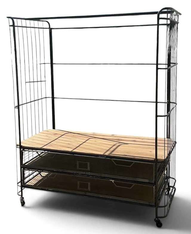 A modern contemporary industrial style metal flatpack two door wardrobe