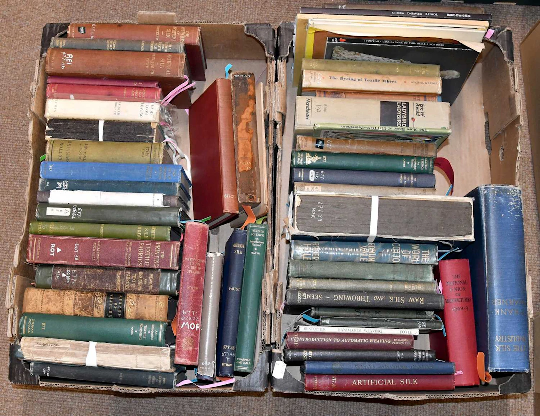 A collection of books on silk history