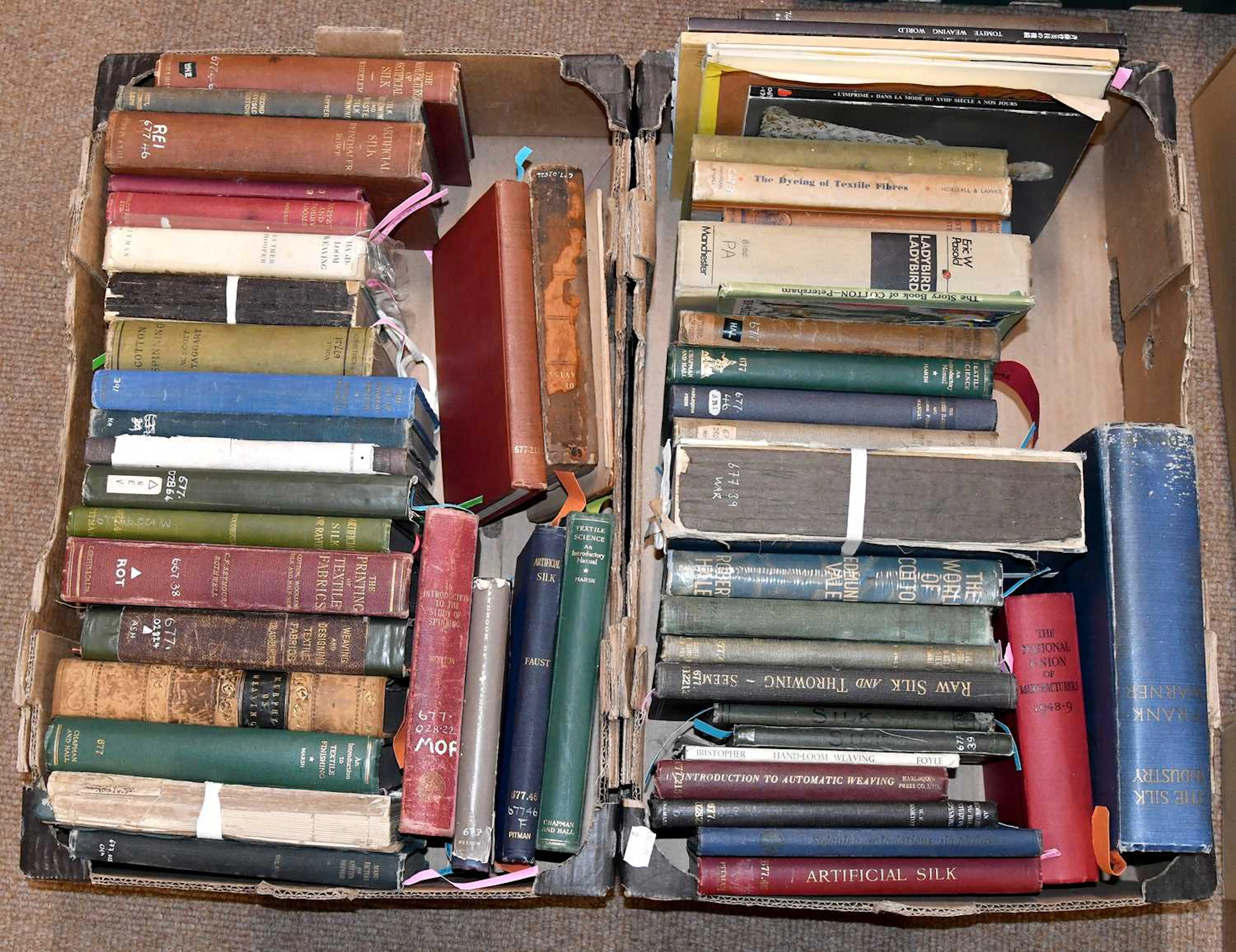 A collection of books on silk history
