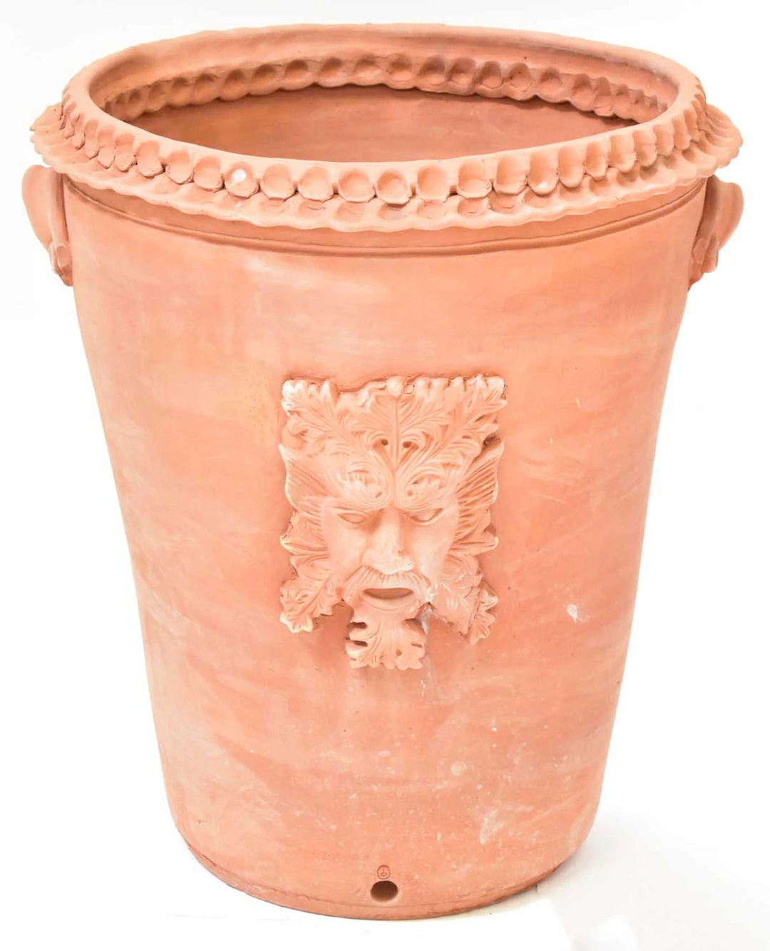 A large hand-made 'Green Man' terracotta pot