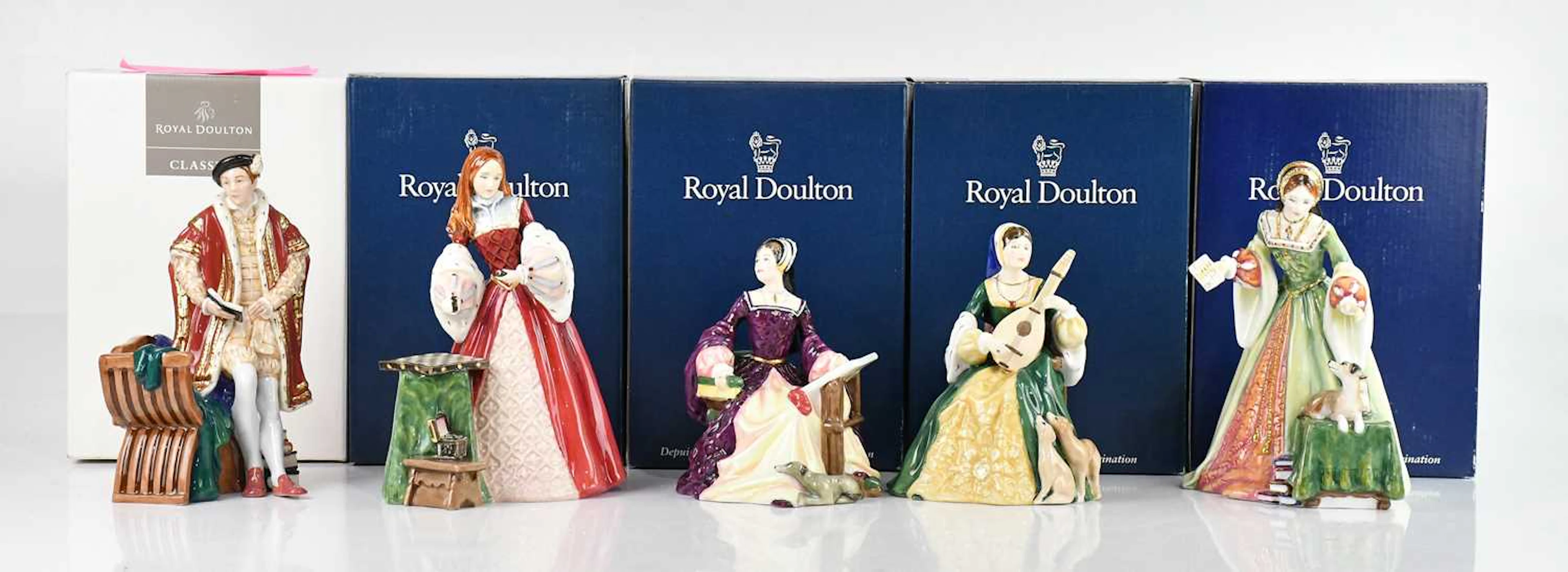 ROYAL DOULTON; five ceramic figures from the Tudor...