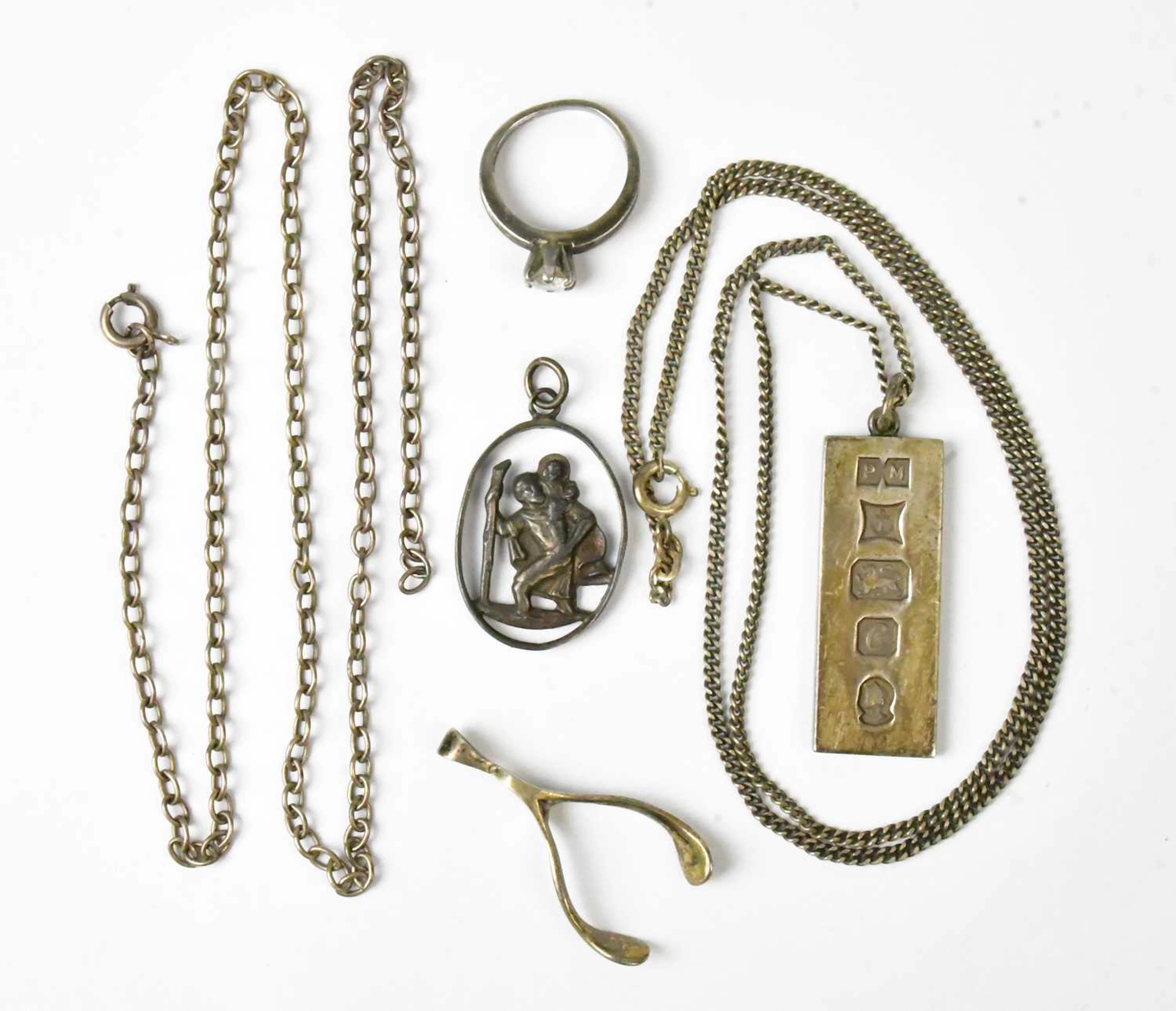 A group of silver jewellery