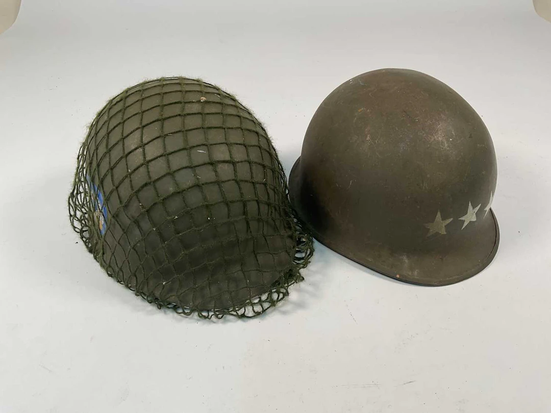 Two American steel helmets