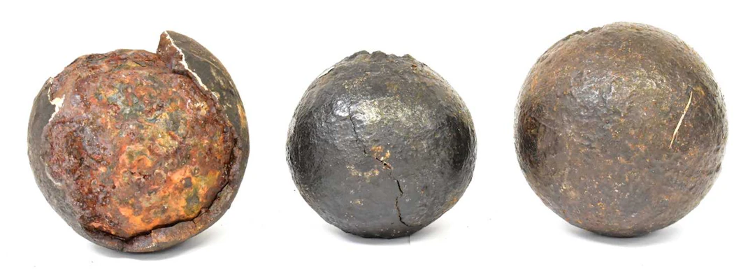 Six large 17th century cannonballs/ballast balls