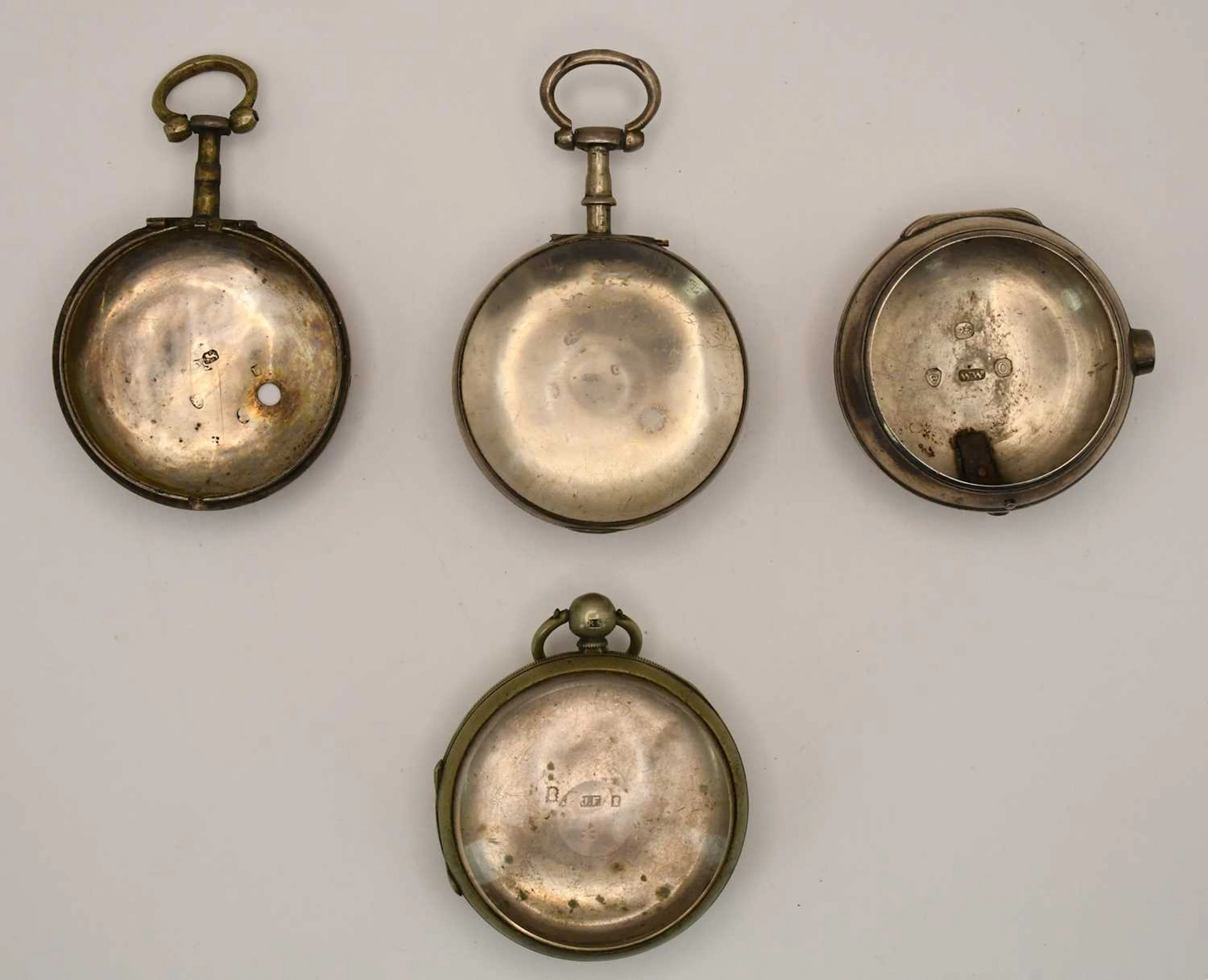 Three 18th/19th century hallmarked silver pocket watch cases