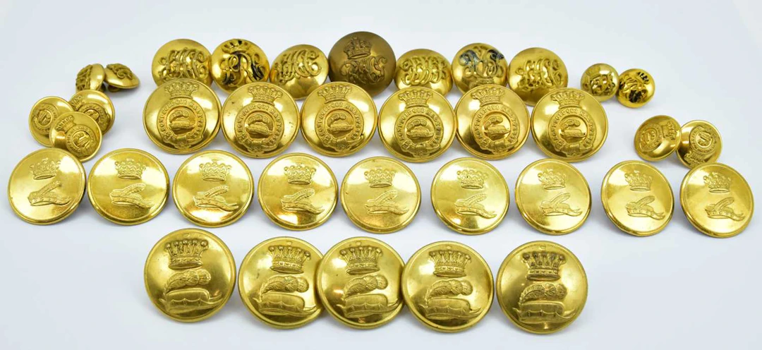Four groups of livery jacket buttons