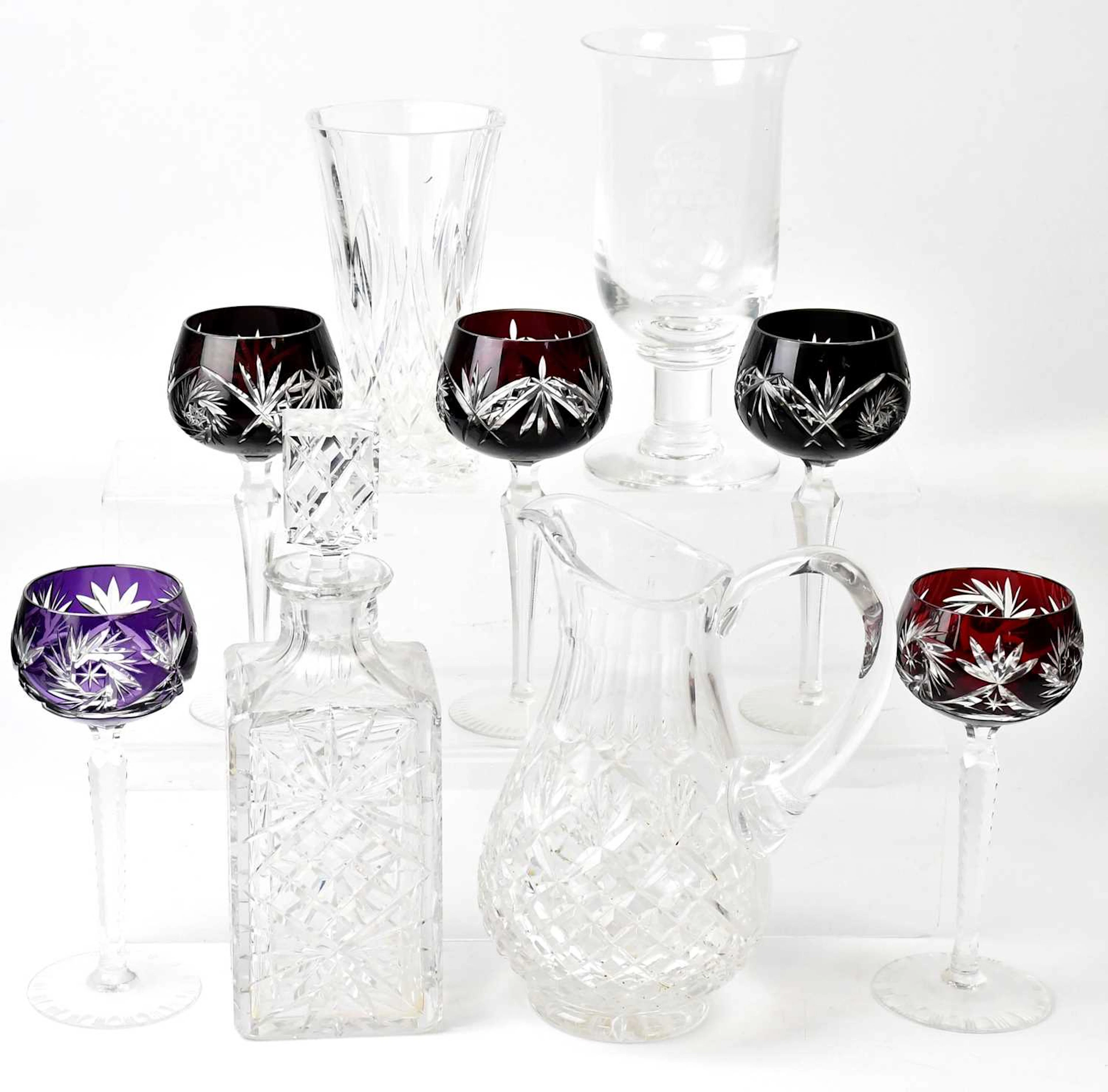 A collection of mainly cut-glass items