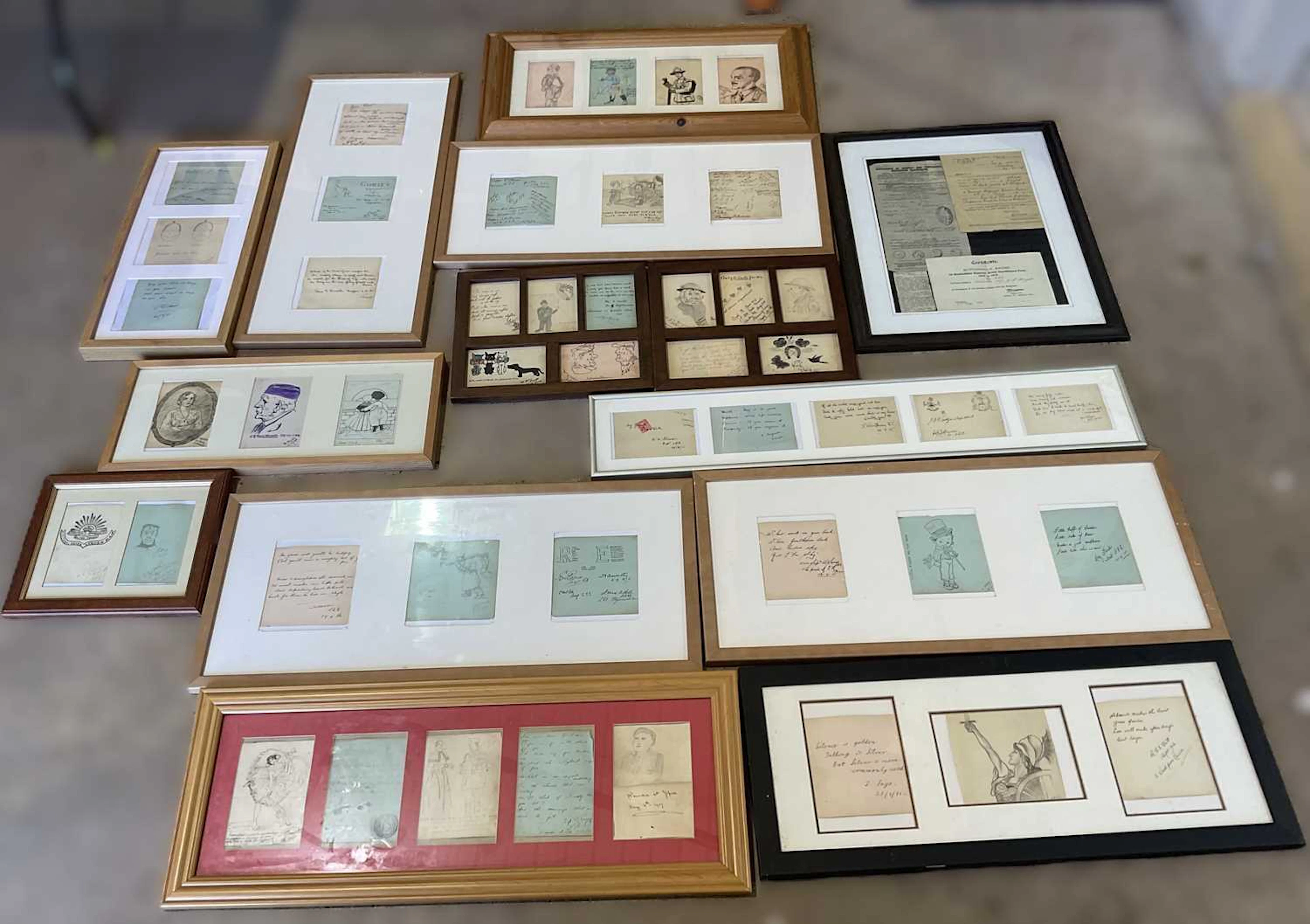 WORLD WAR I; thirteen frames containing forty-six double...