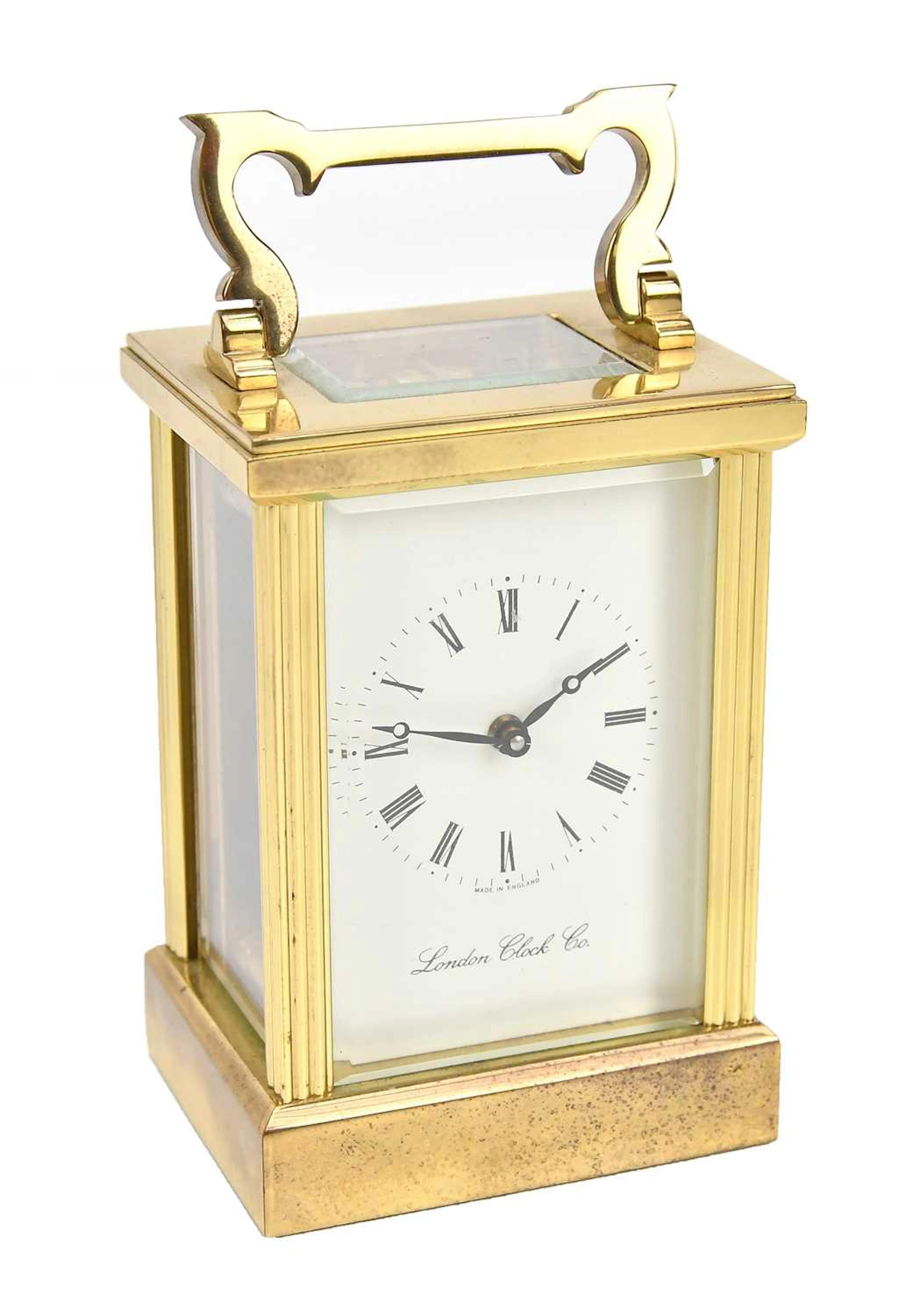 LONDON CLOCK CO; a brass cased carriage clock