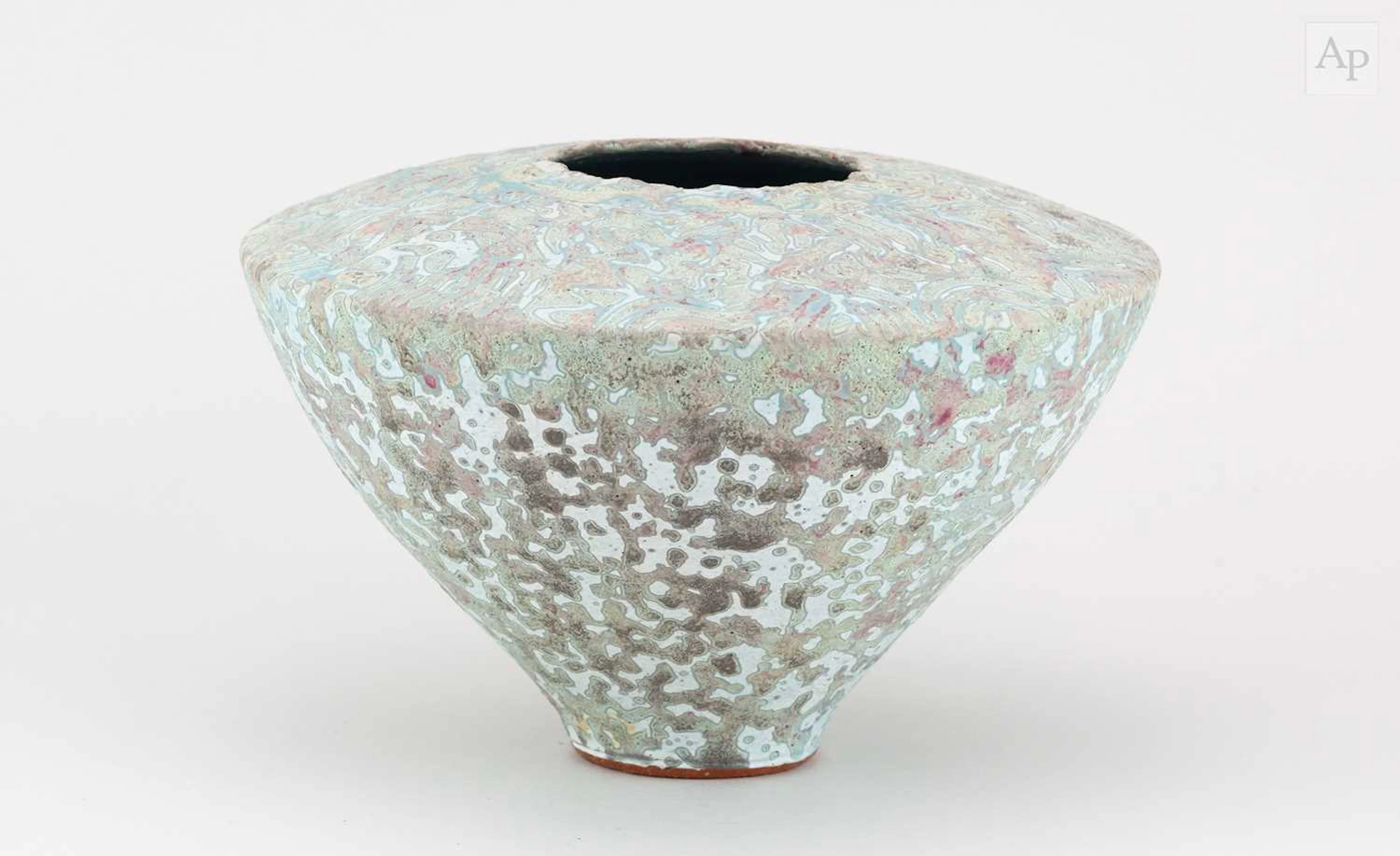 PETER BEARD (born 1951); a squat angular stoneware vessel...