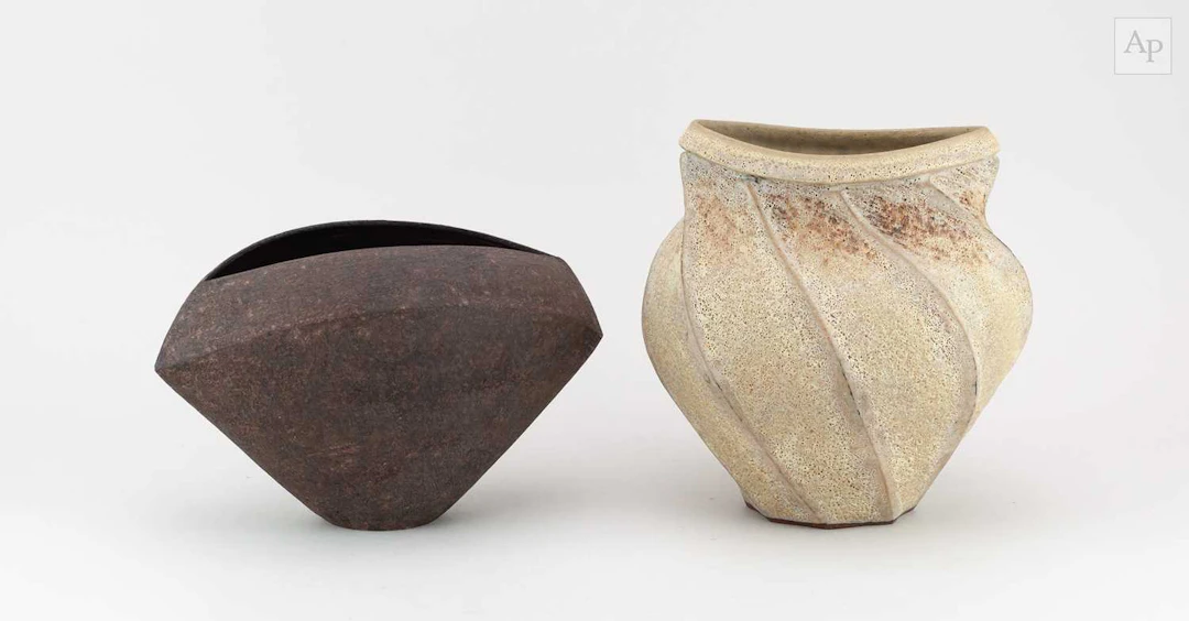 CHRIS CARTER (born 1945); a faceted stoneware twisted...