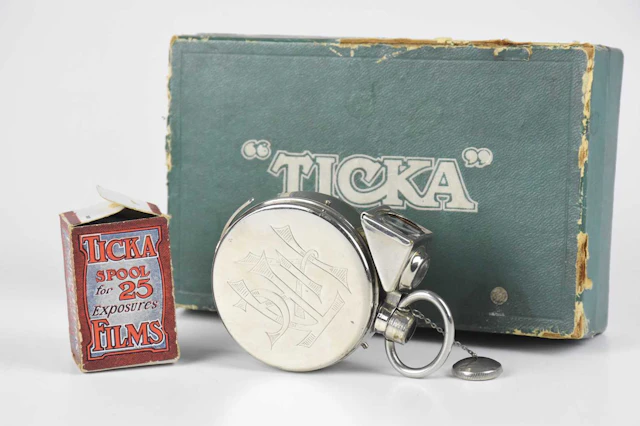 HOUGHTON; a 'Ticka' novelty sub-miniature camera in the form of a pocket watch