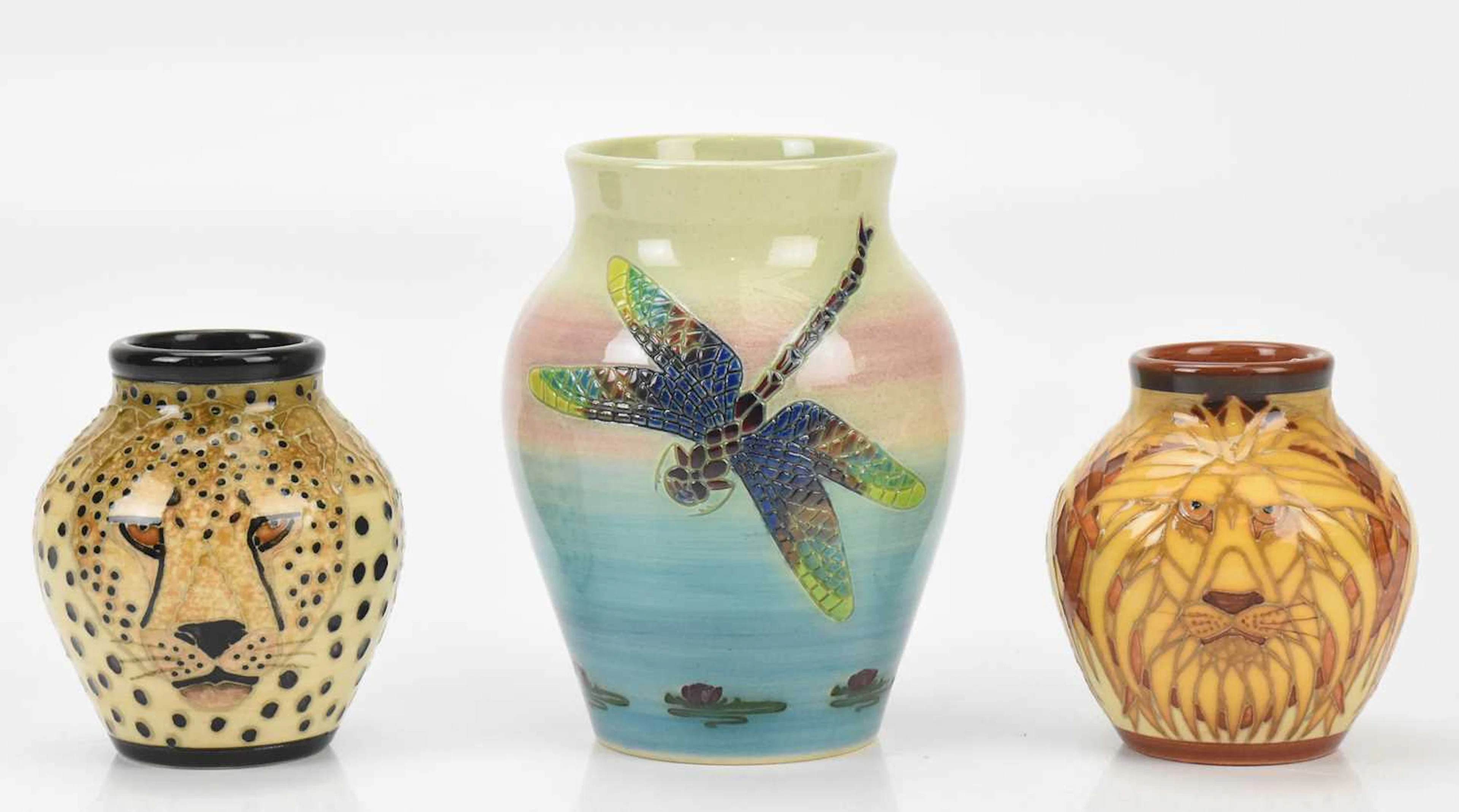 SALLY TUFFIN FOR DENNIS CHINA WORKS; three art pottery vases
