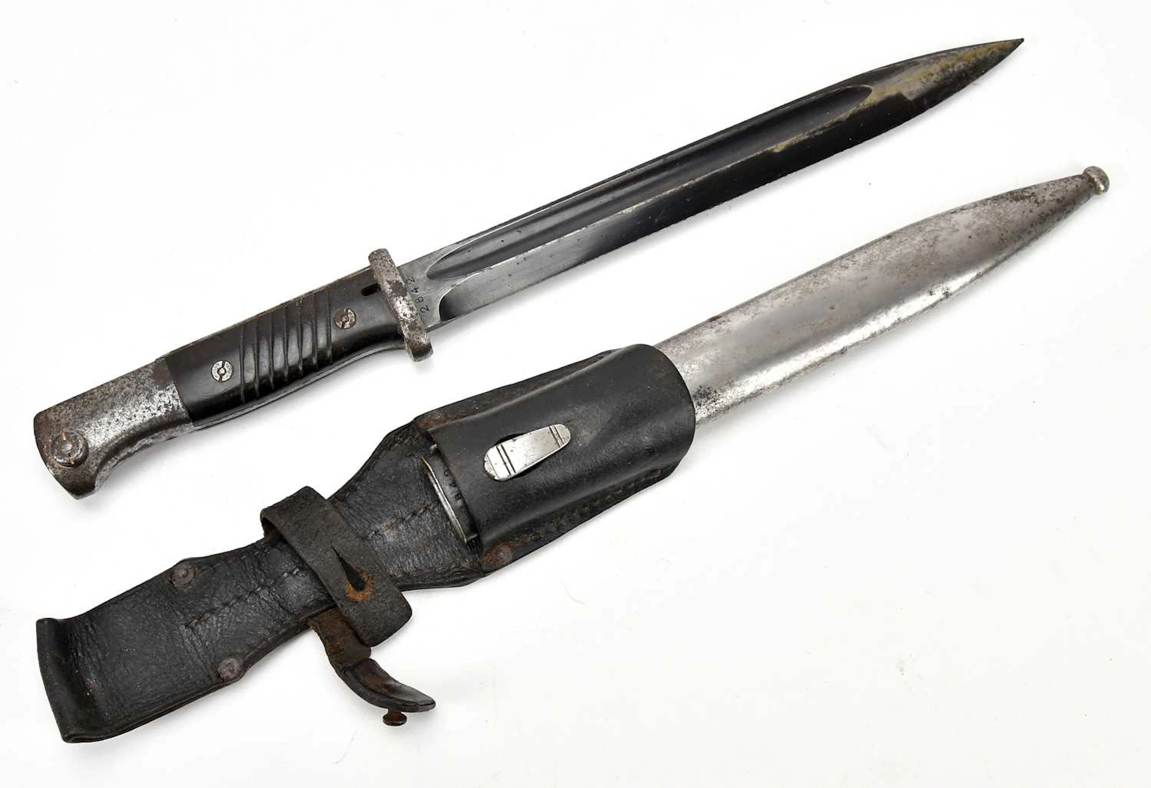 A K98 bayonet with scabbard and frog