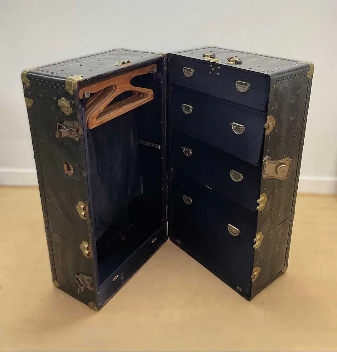 A large gentleman's travel wardrobe trunk