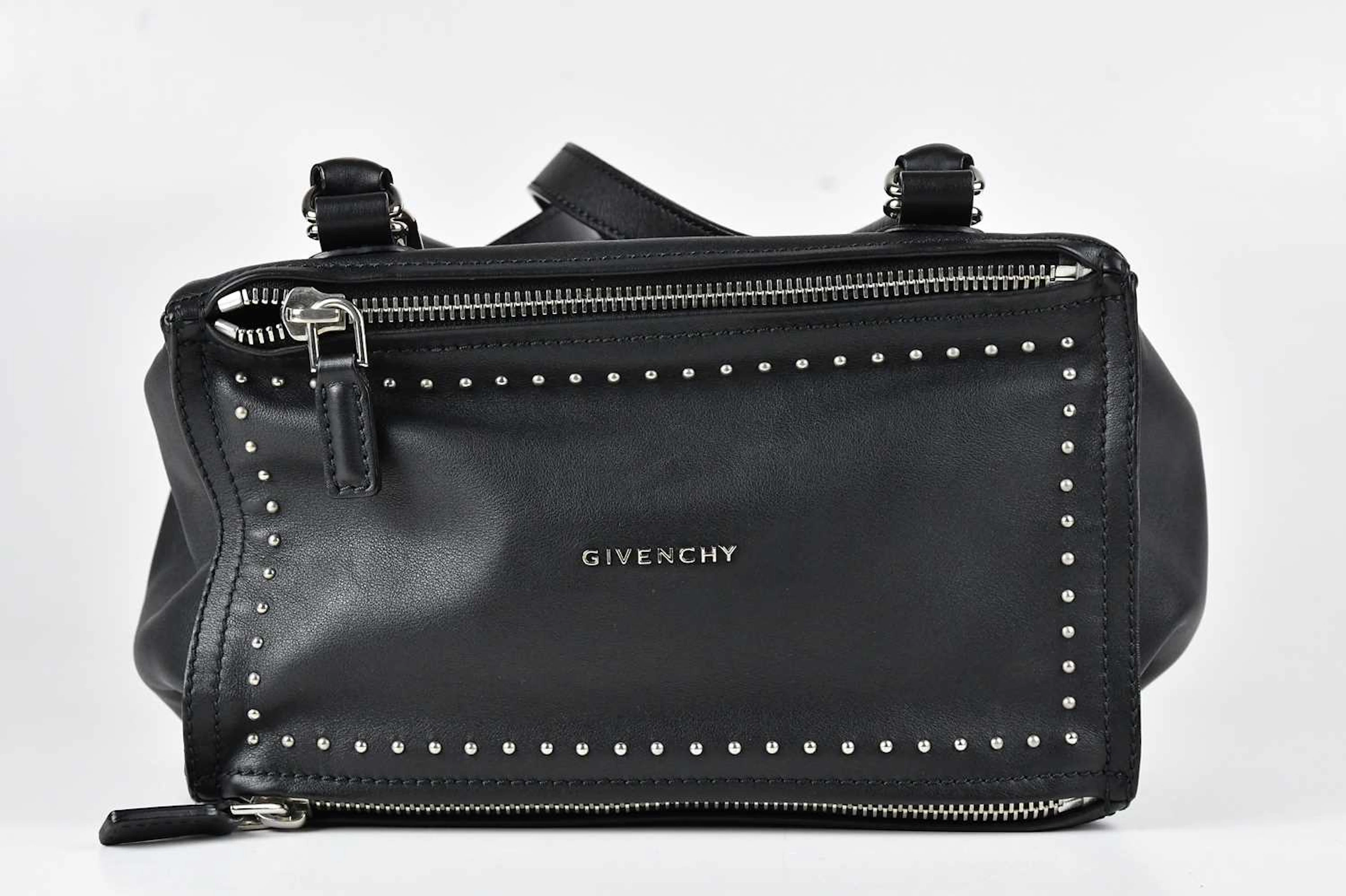GIVENCHY; a black soft calfskin leather Pandora medium two-way shoulder bag