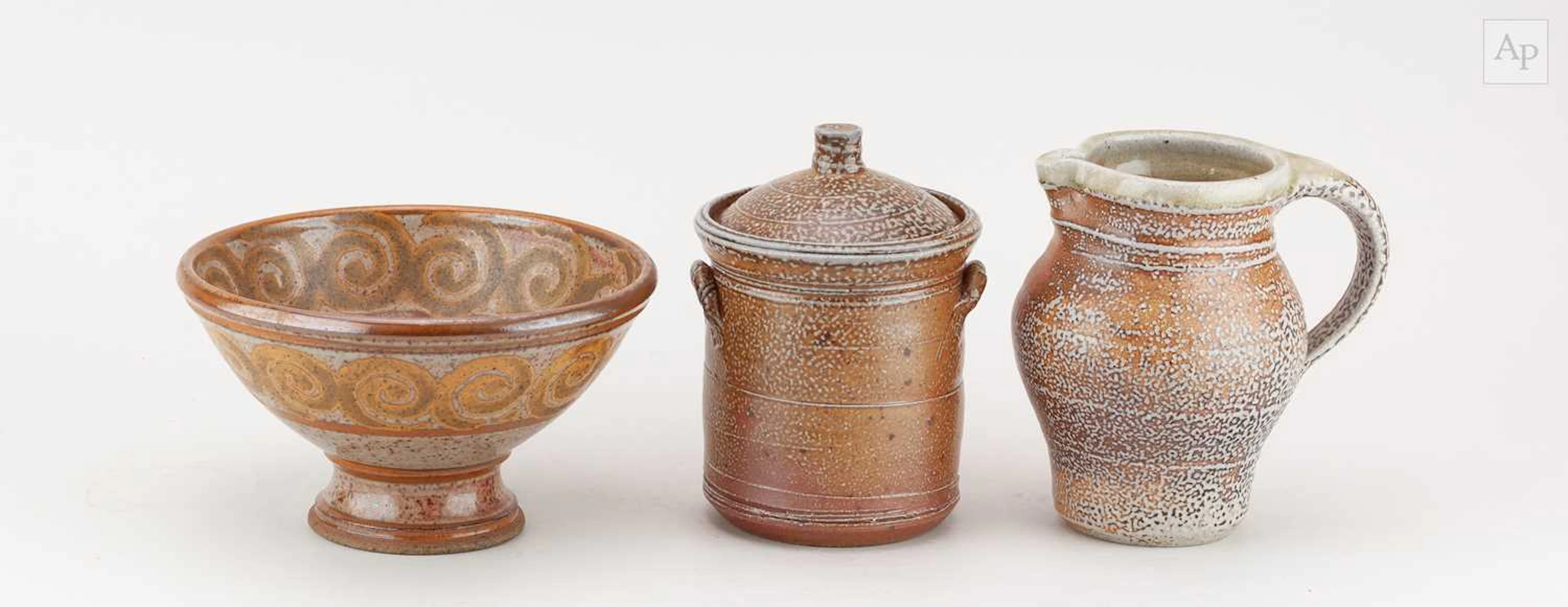 BARRY HUGGETT; a salt glazed jar and cover