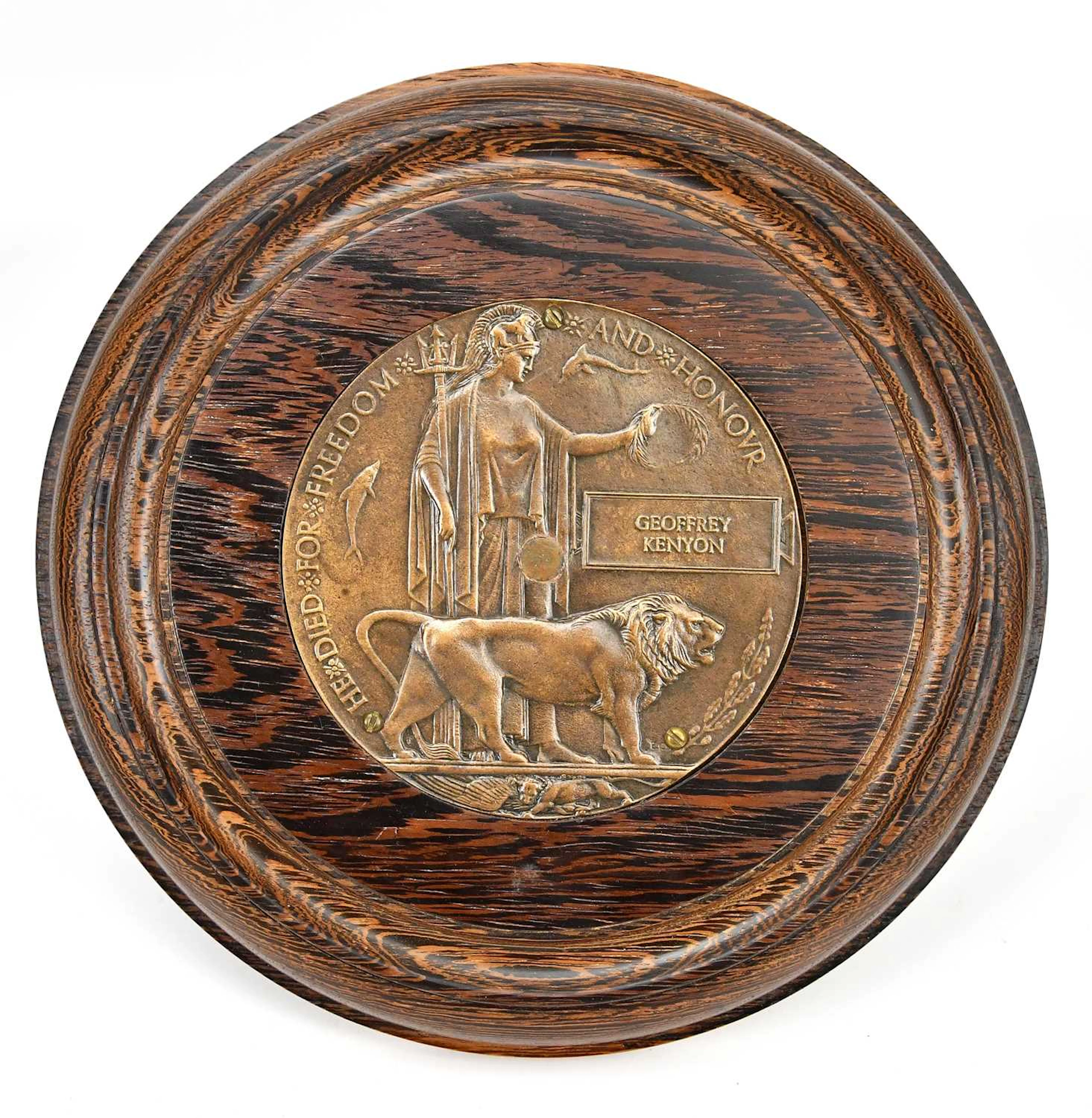 A World War I bronze memorial plaque