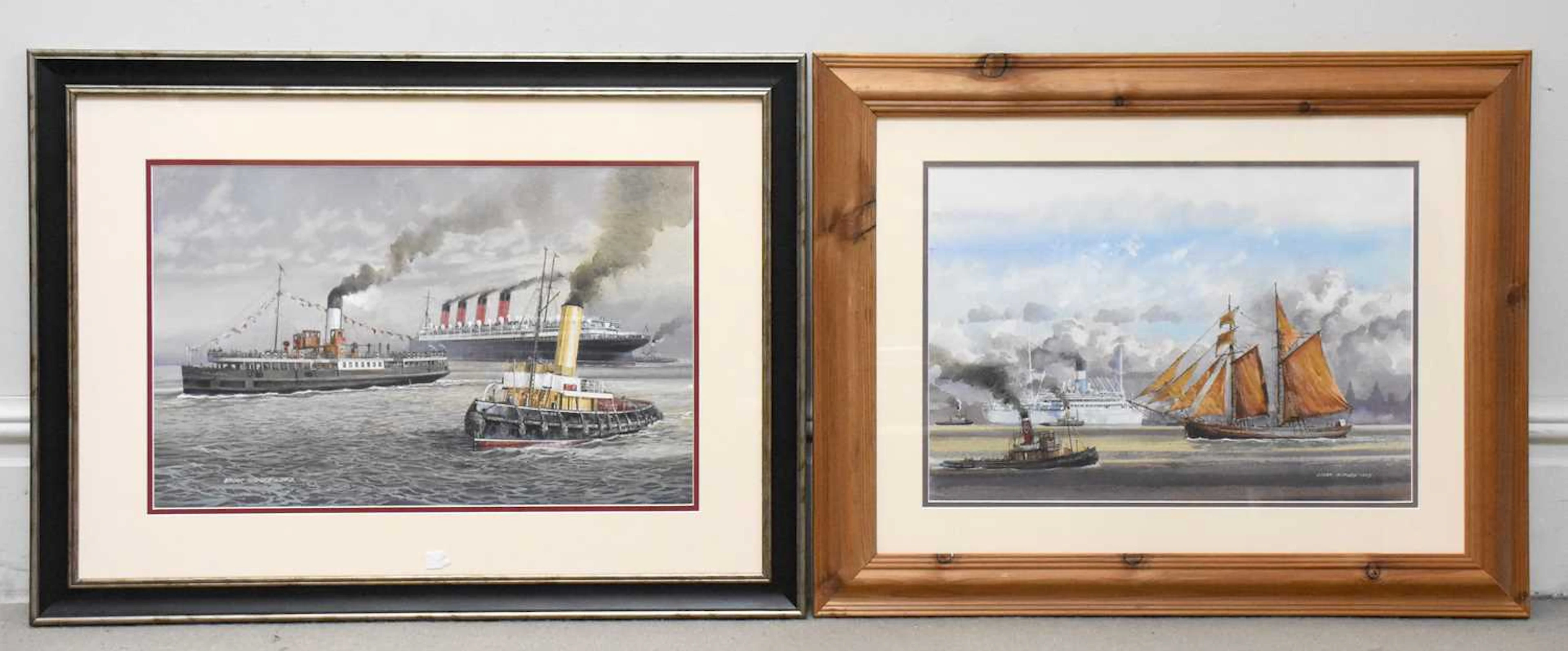 EDGAR HODGES (1928-2025); two watercolours of steam...
