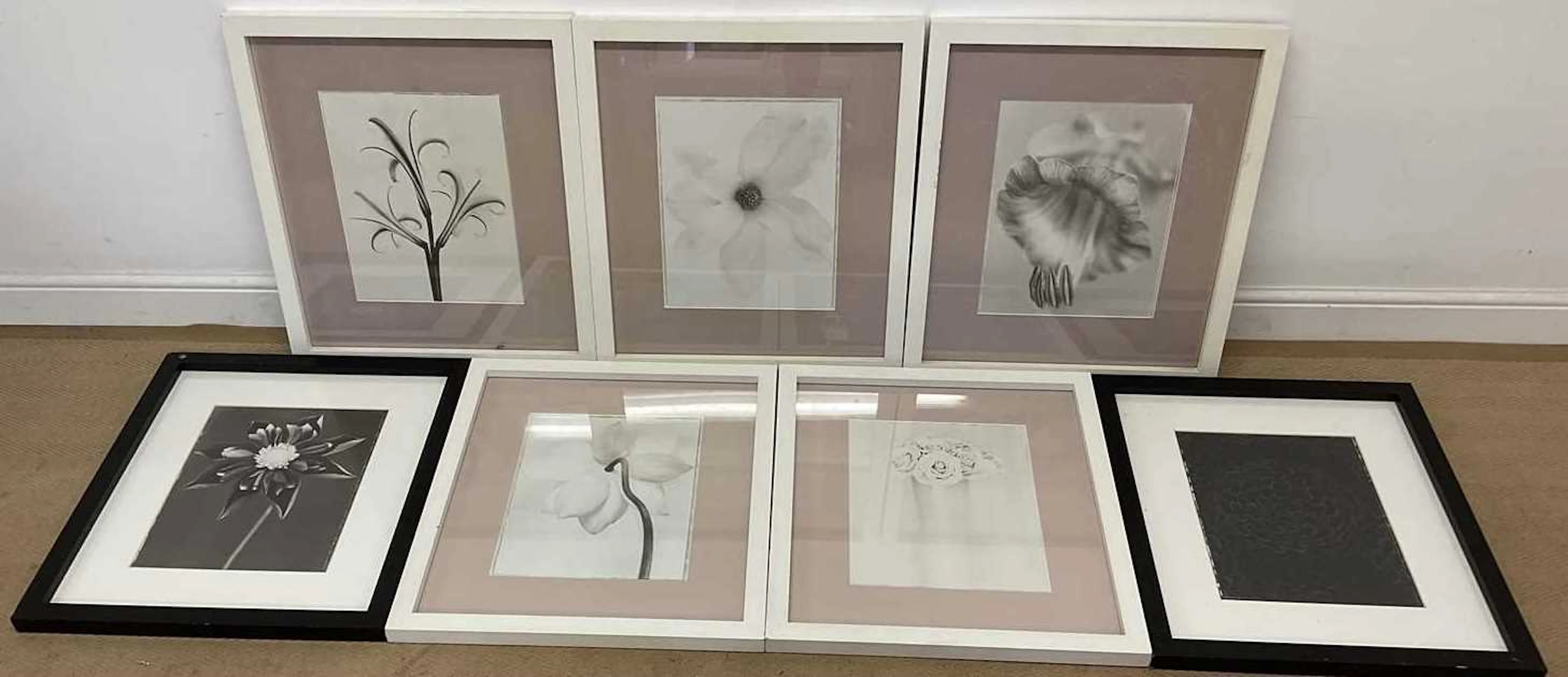 A set of five floral prints