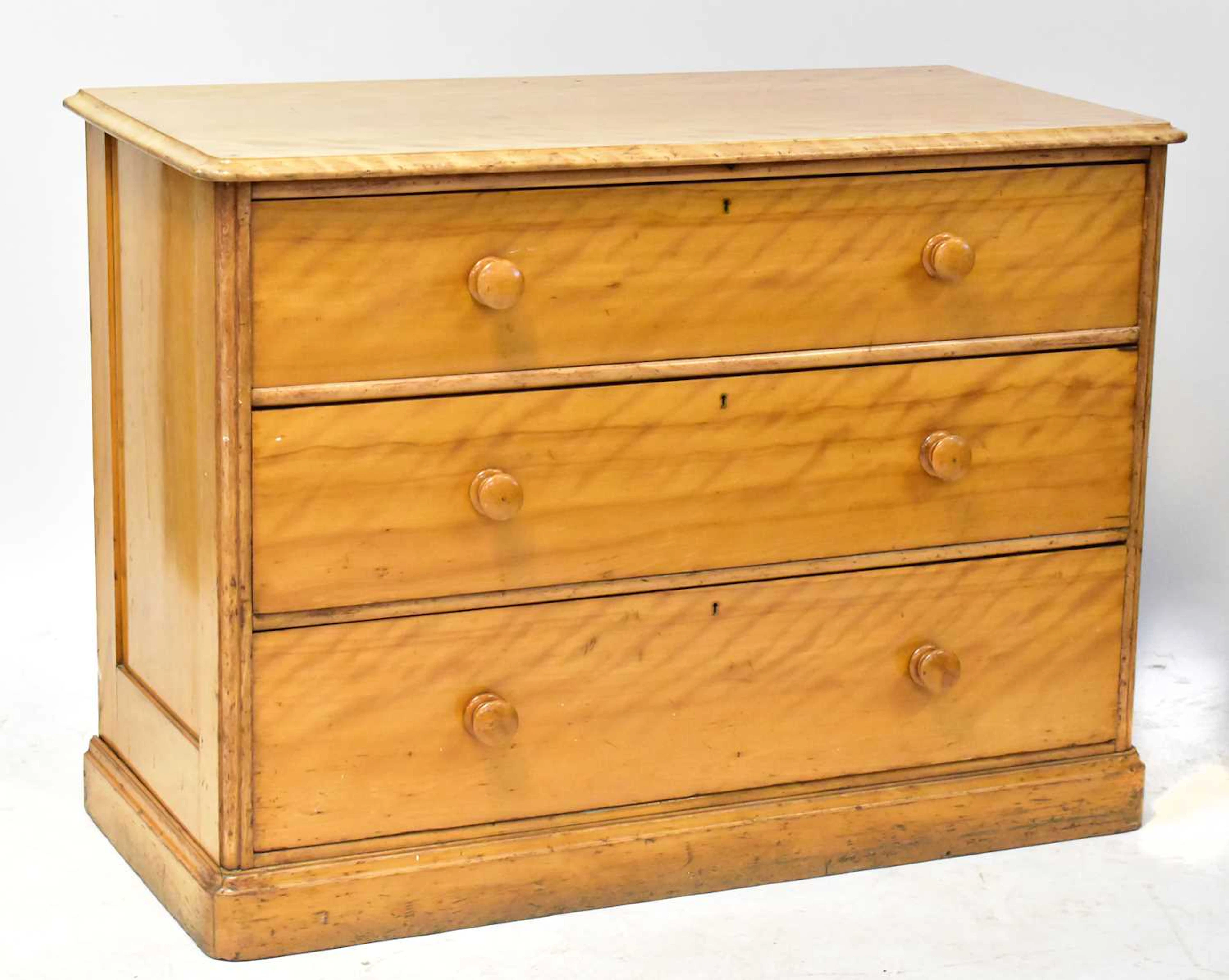 A Victorian satin birch chest
