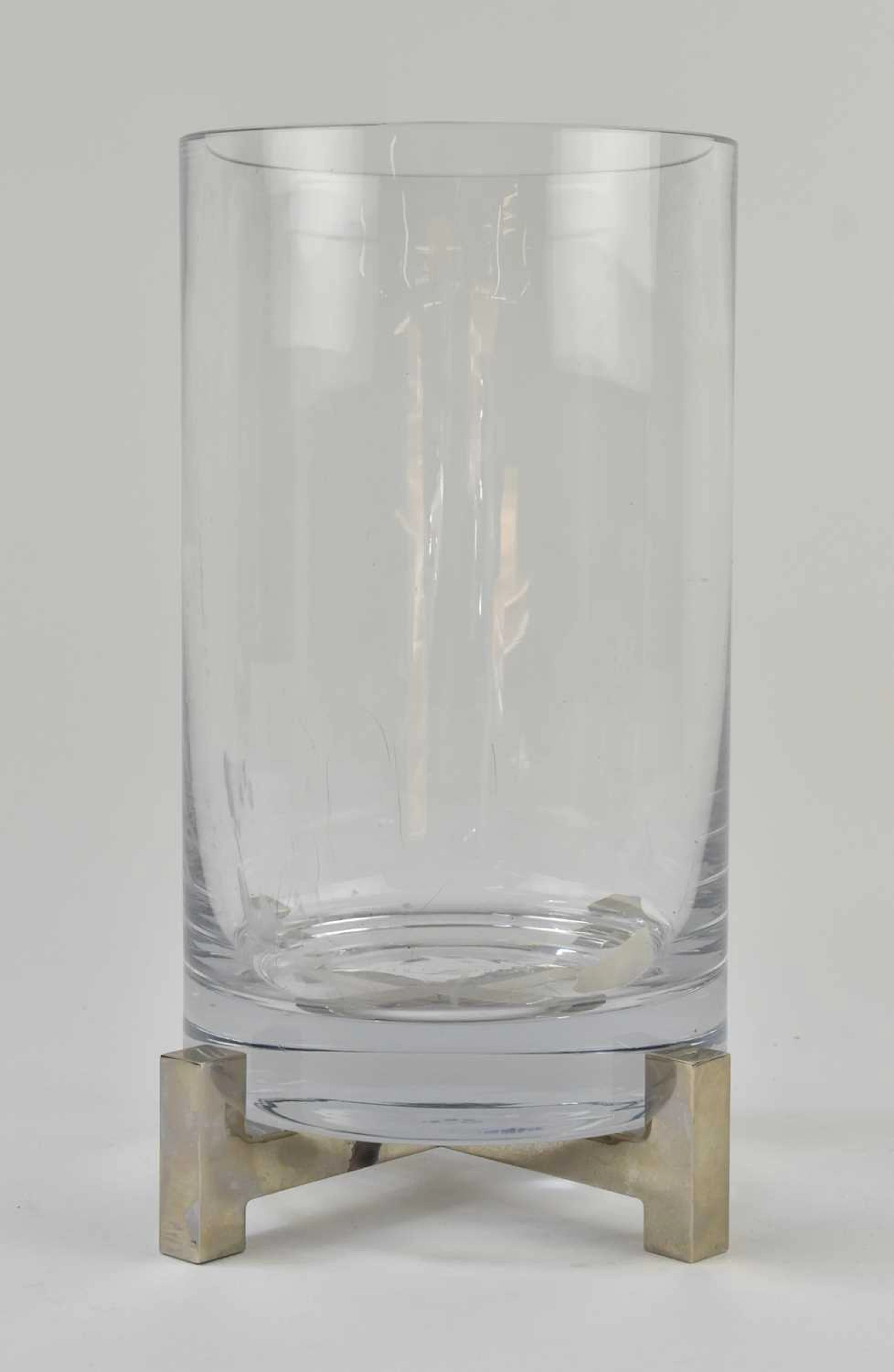 RALPH LAUREN; a modern contemporary crystal glass hurricane lamp