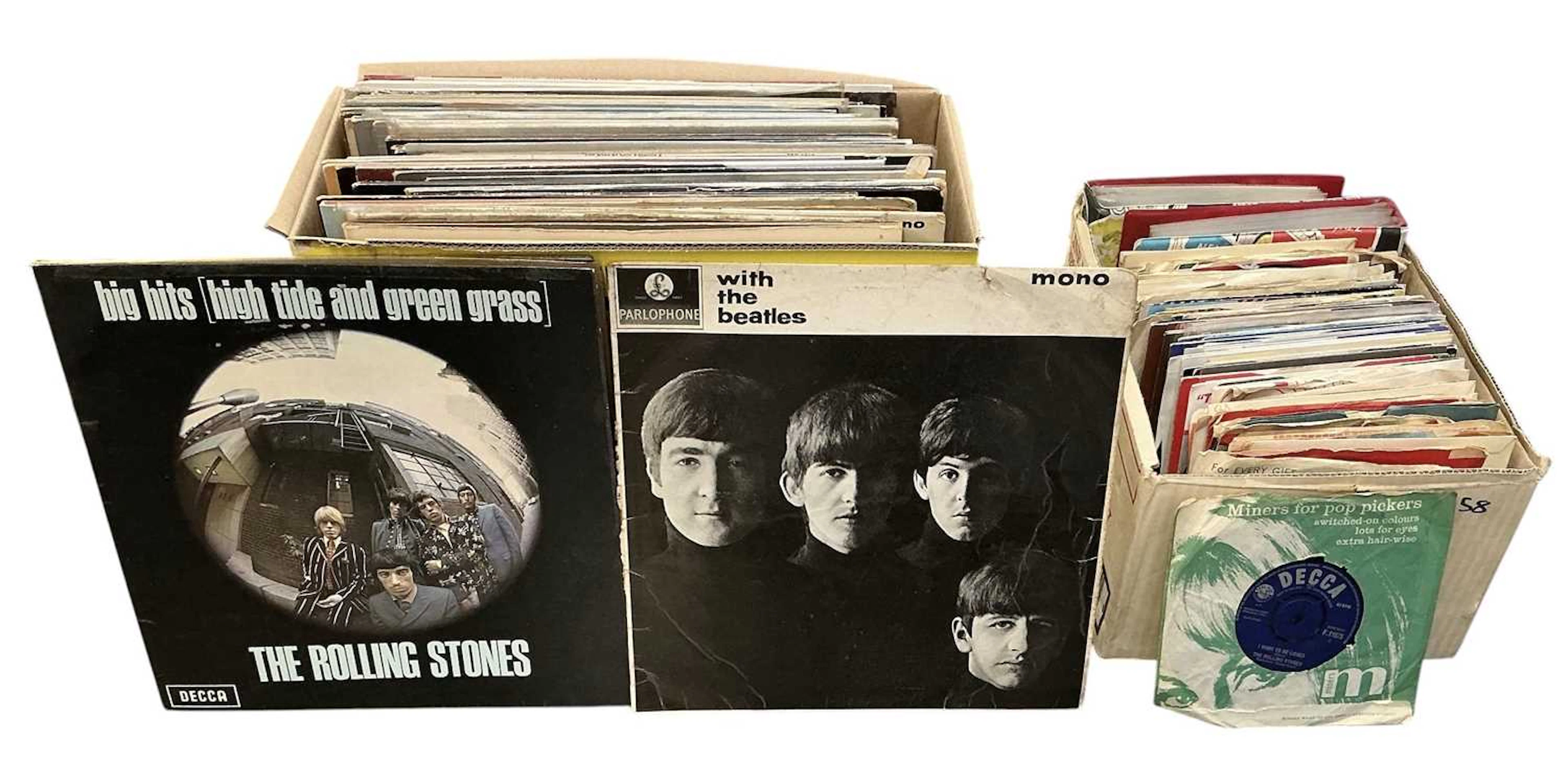 A collection of approximately forty-five 1950s and later records and LPs