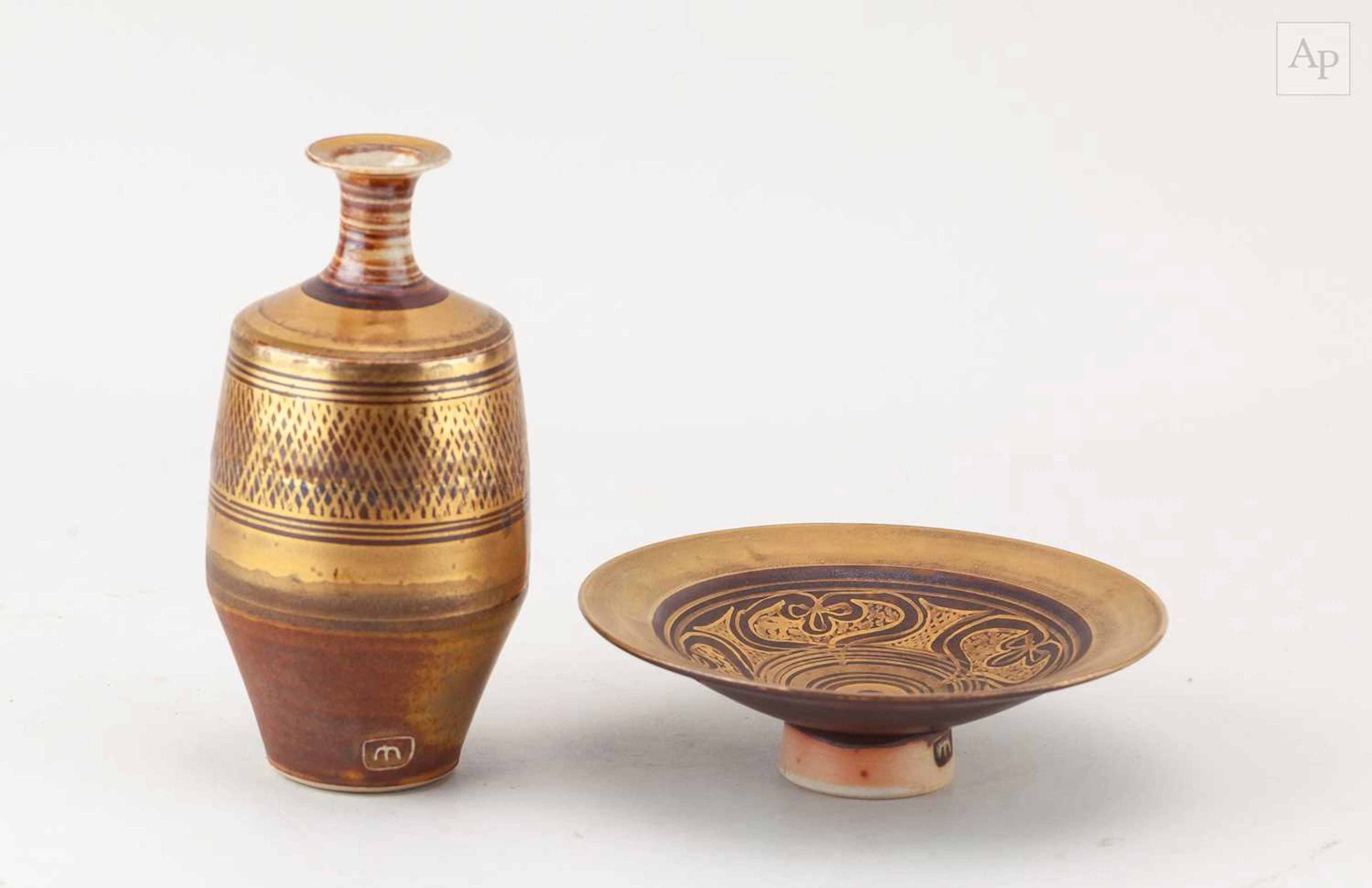 MARY RICH (1940-2022); a porcelain bottle decorated with...