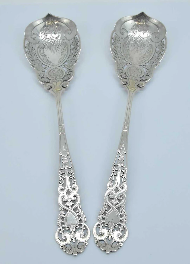 FENTON BROS; two Victorian hallmarked silver serving spoons