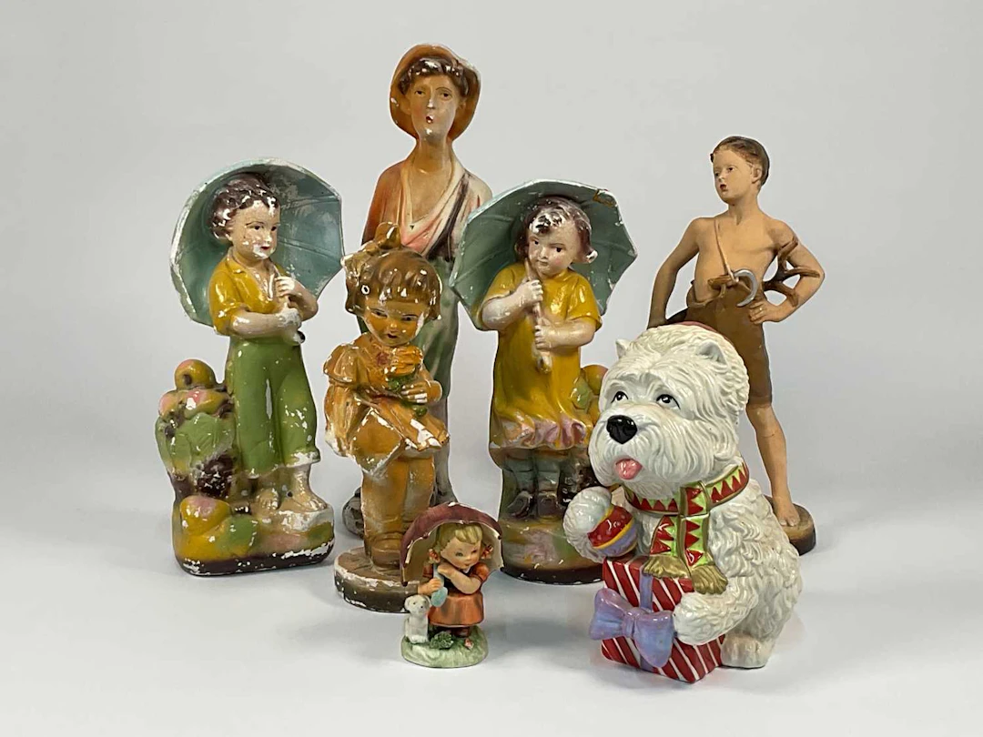 A group of chalkware figures