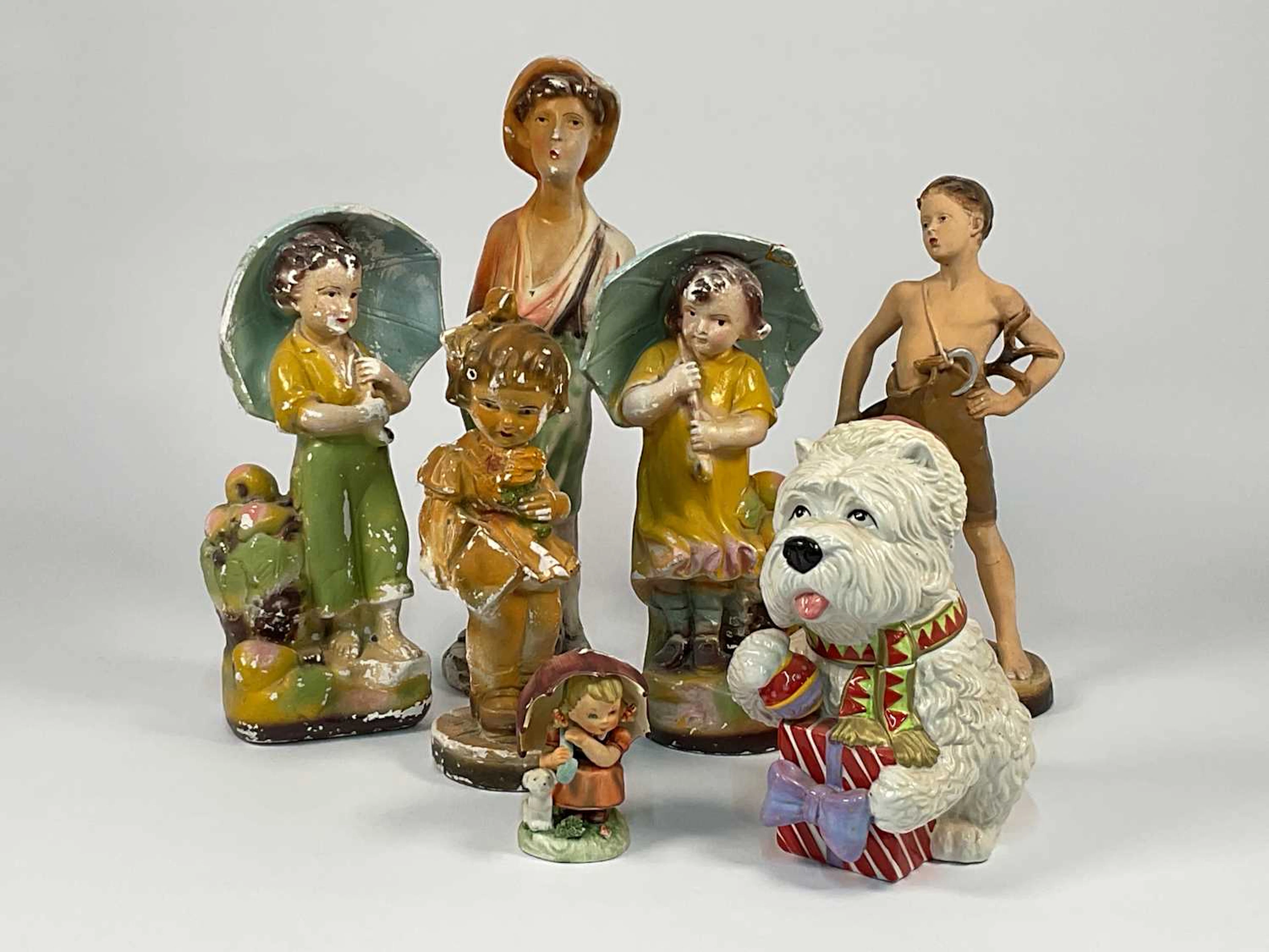 A group of chalkware figures