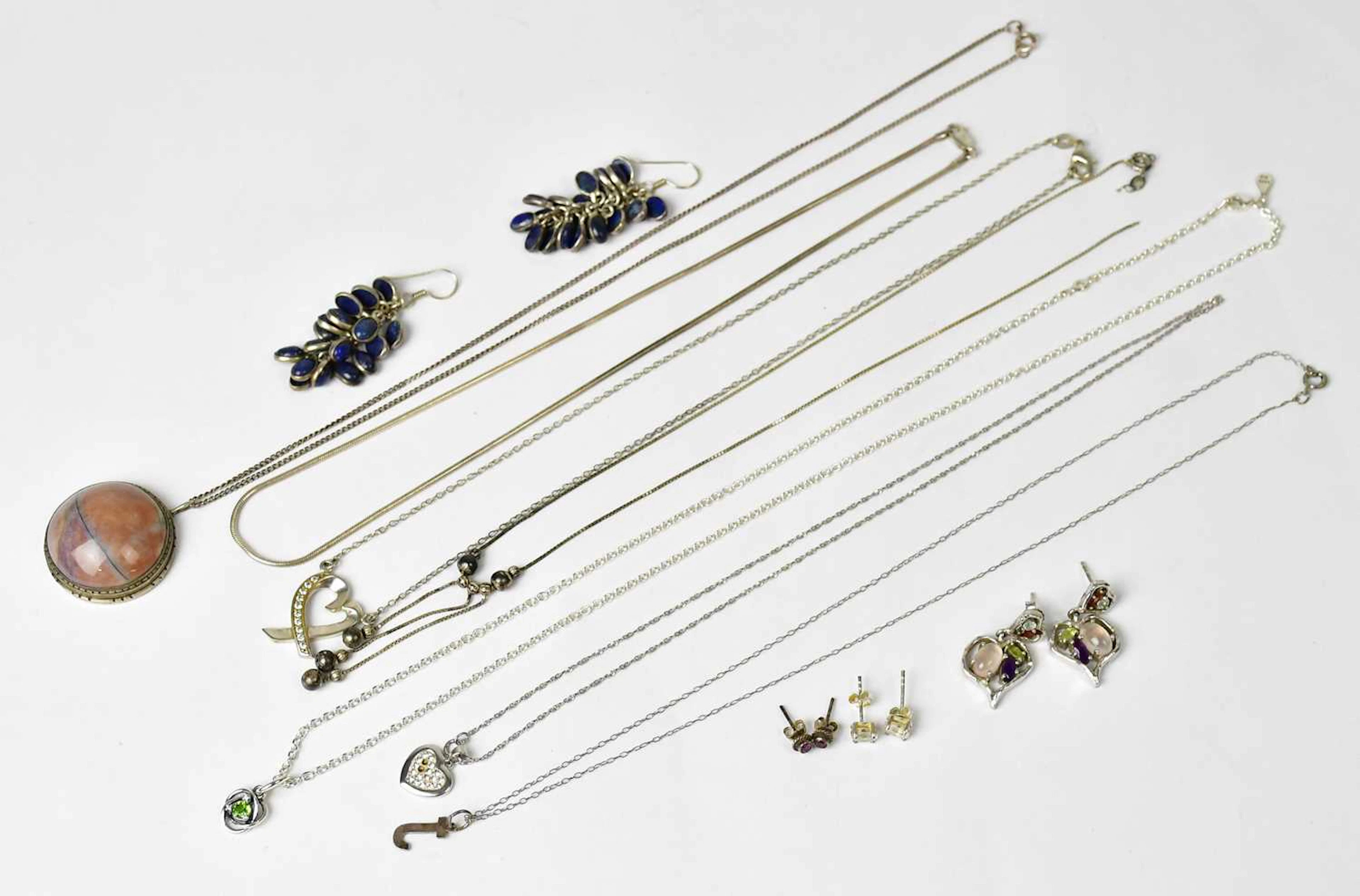 A group of silver jewellery