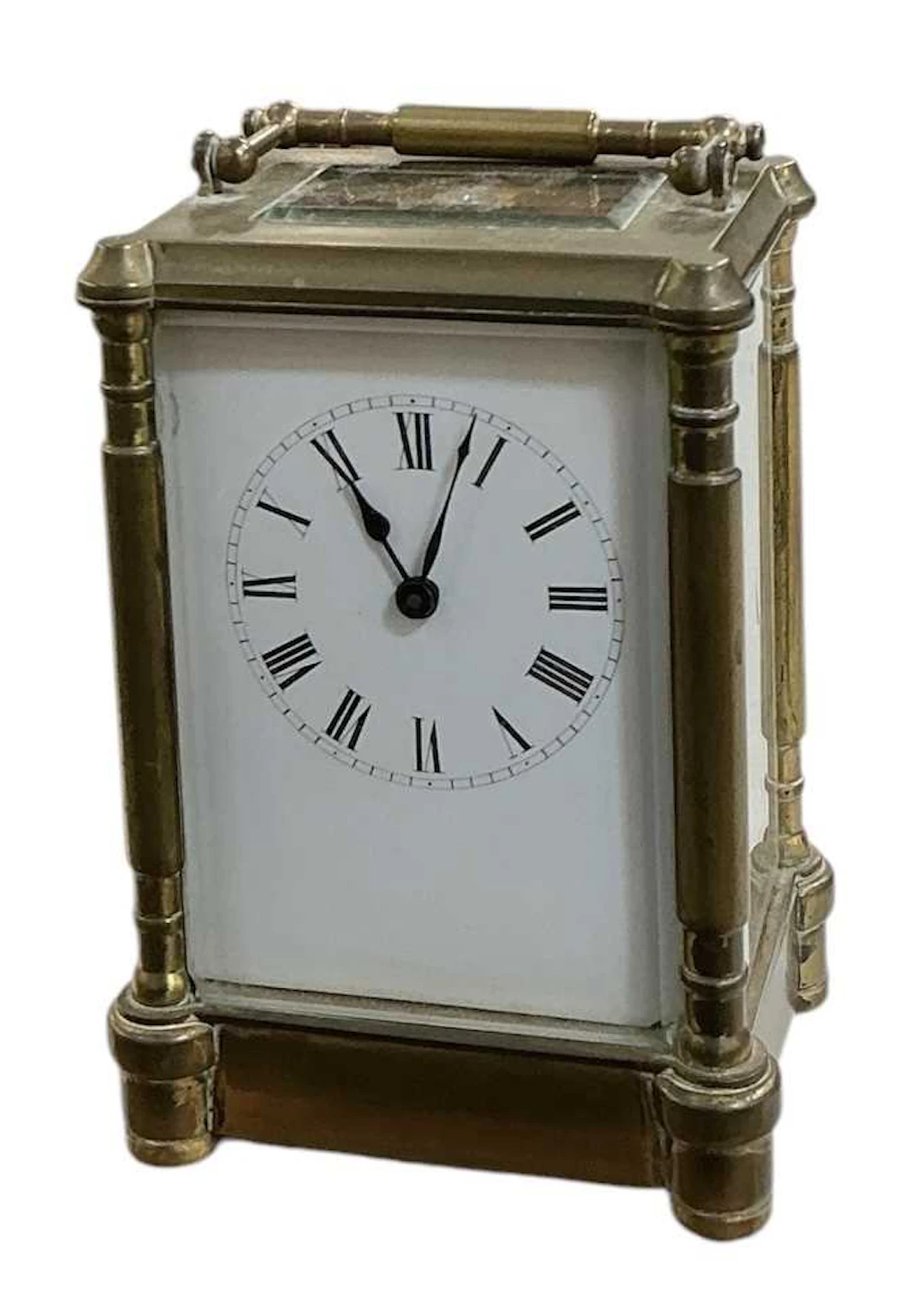 A late 19th/early 20th century French brass cased carriage clock