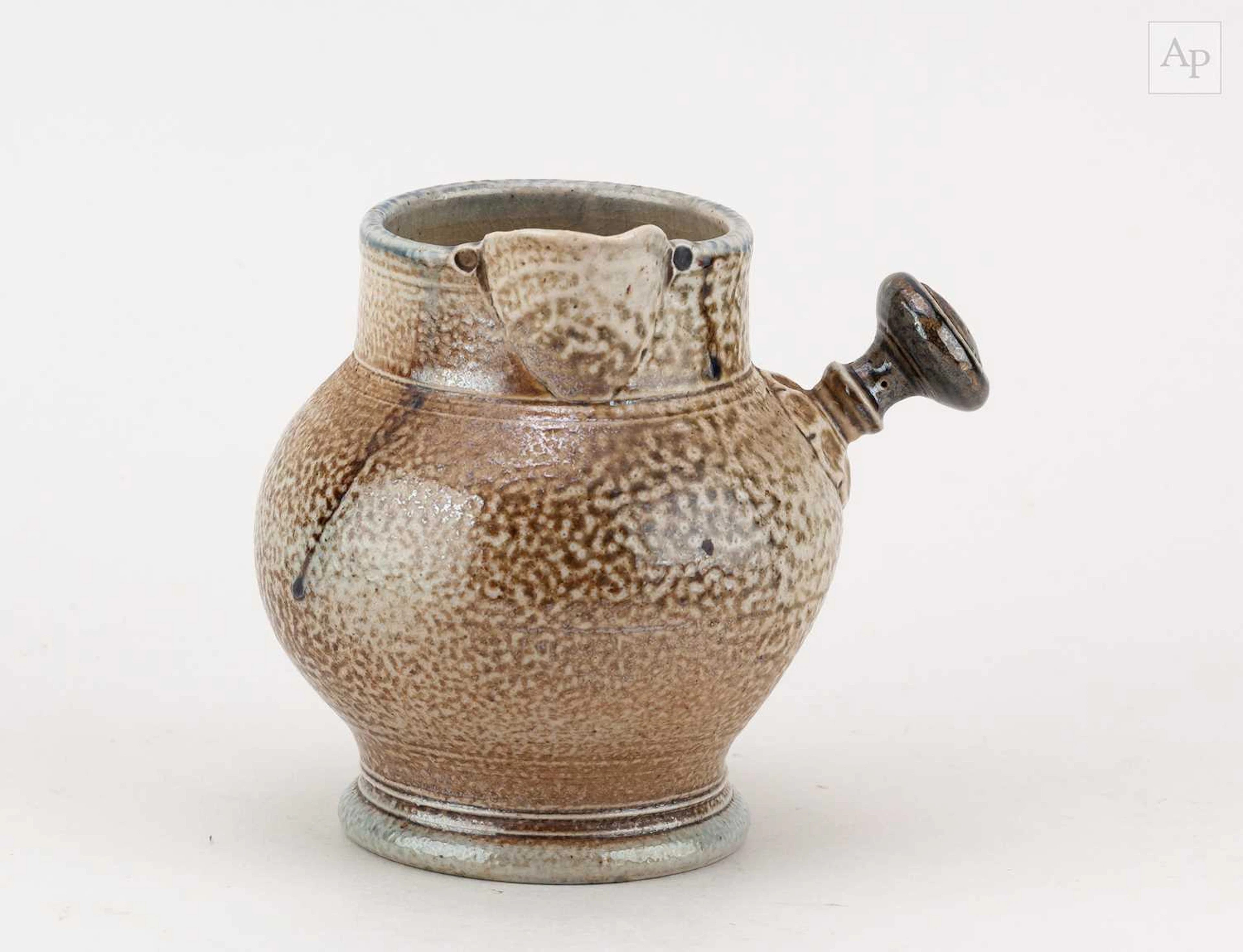 STEVE HARRISON (born 1967); a salt glazed jug with side handle and indented side