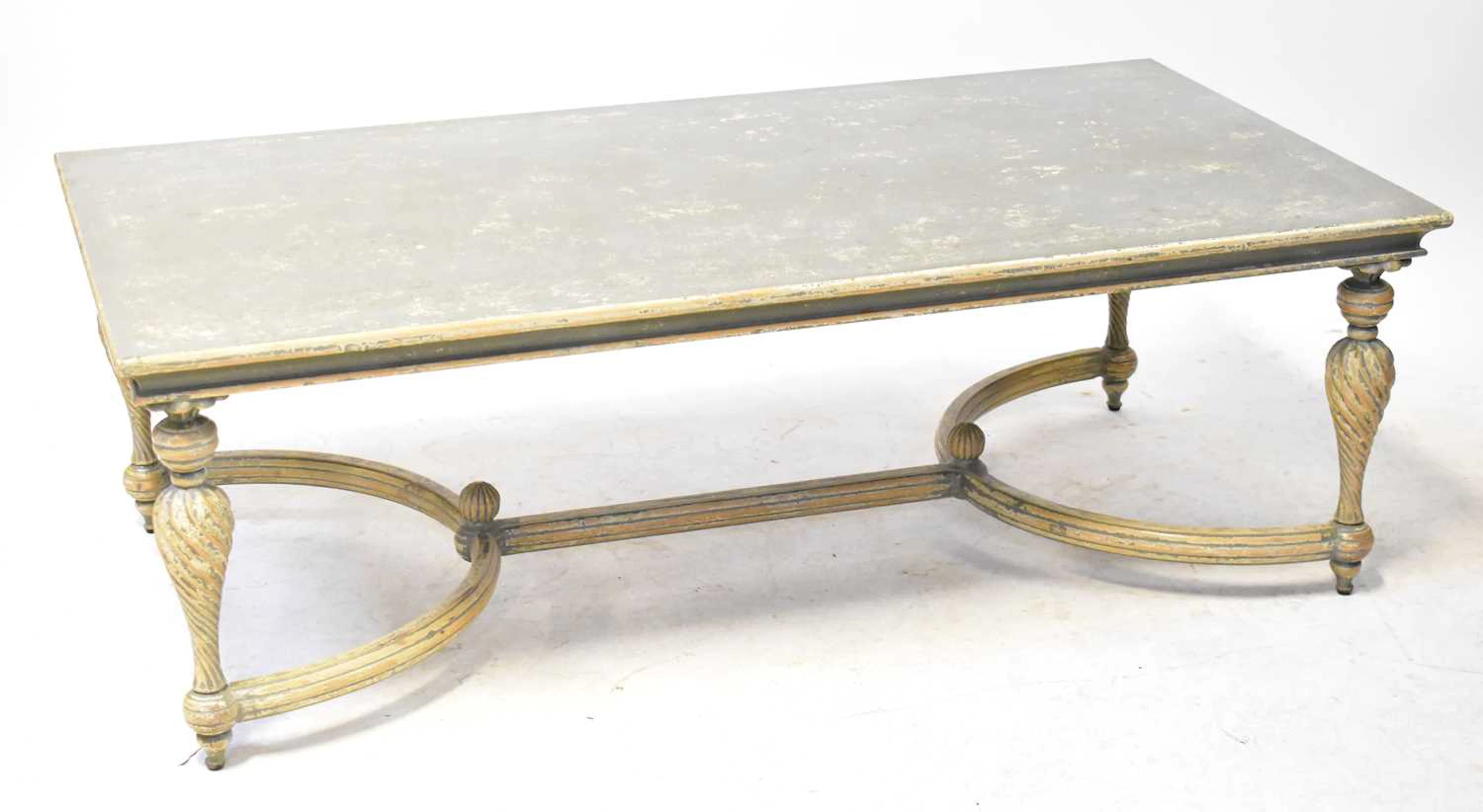 A late 20th century painted wooden coffee table of rectangular form