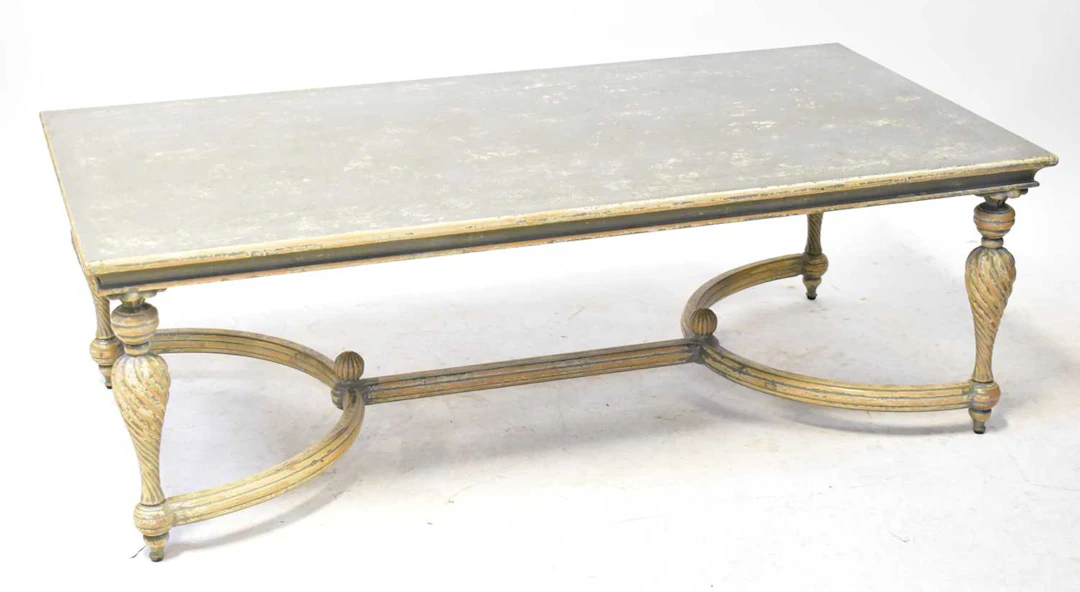 A late 20th century painted wooden coffee table of rectangular form