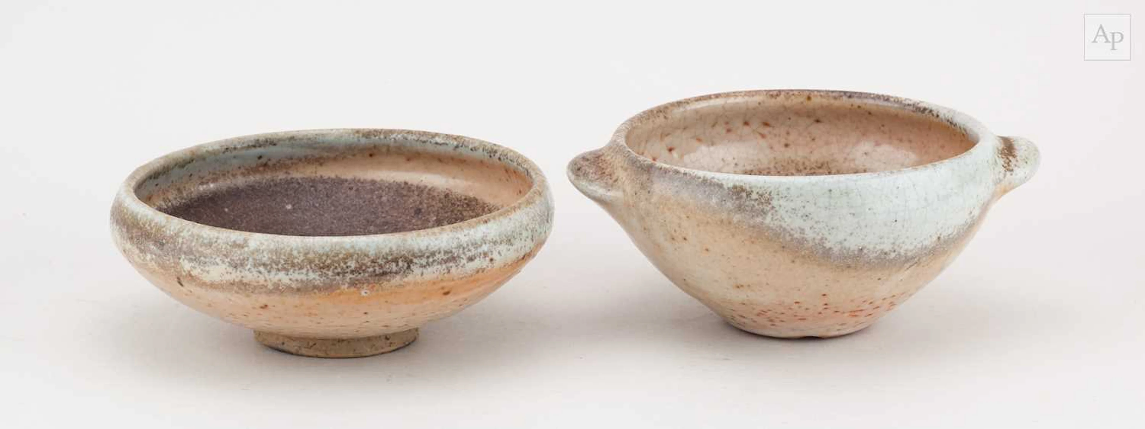 SVEND BAYER (born 1946); a wood fired stoneware twin...